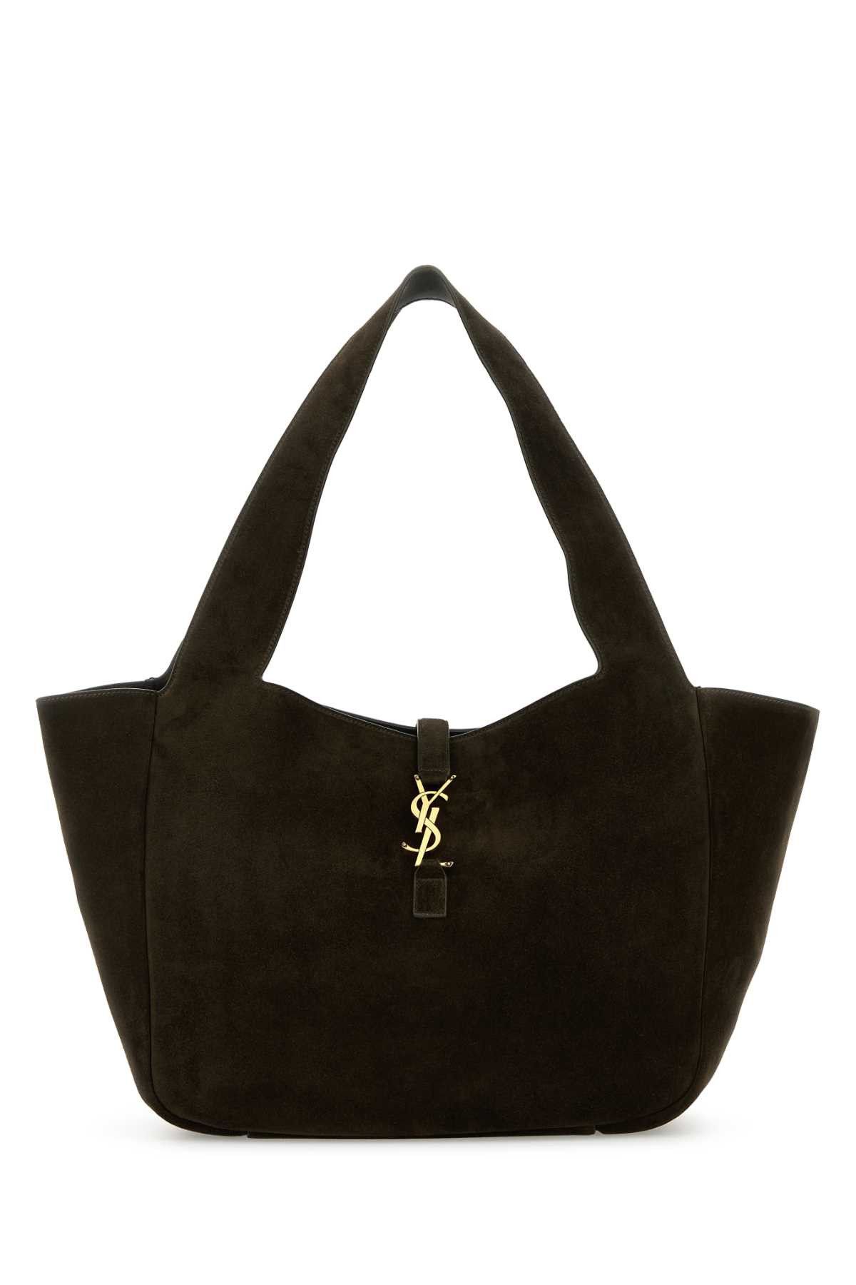 Saint Laurent Paris Khaki Suede Leather Le 5 Ã 7 Bea Shopping Bag Size ONE SIZE - 1 Thumbnail
