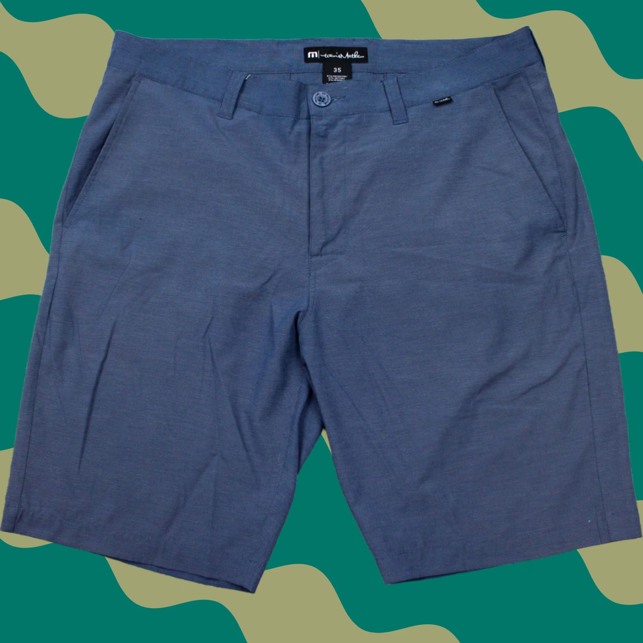 TravisMathew Travis Mathew Golf Shorts Men 35 Black Lightweight Stretch 11" Inseam Bermuda Pocket Pockets Regular Athletic Outdoor Sports Blue Size US 35 - 1 Thumbnail