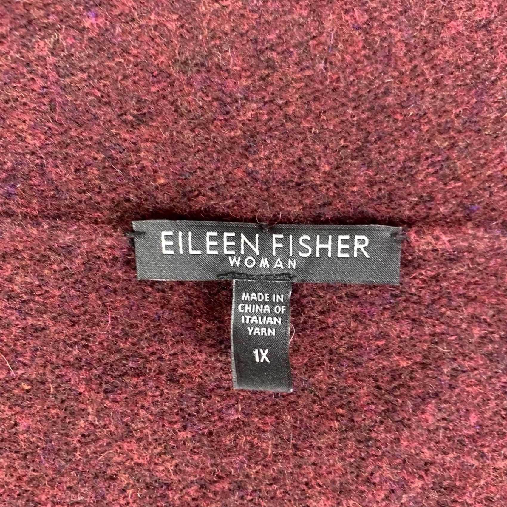Eileen Fisher VINTAGE Eileen Fisher Red Cardigan Sweater 1X Burgundy Wool Cashmere Blend Button Womens Cardigan/ Sweater 1X Red Burgundy Wool Cashmere Button Women Size XL / US 12-14 / IT 48-50 - 2 Thumbnail