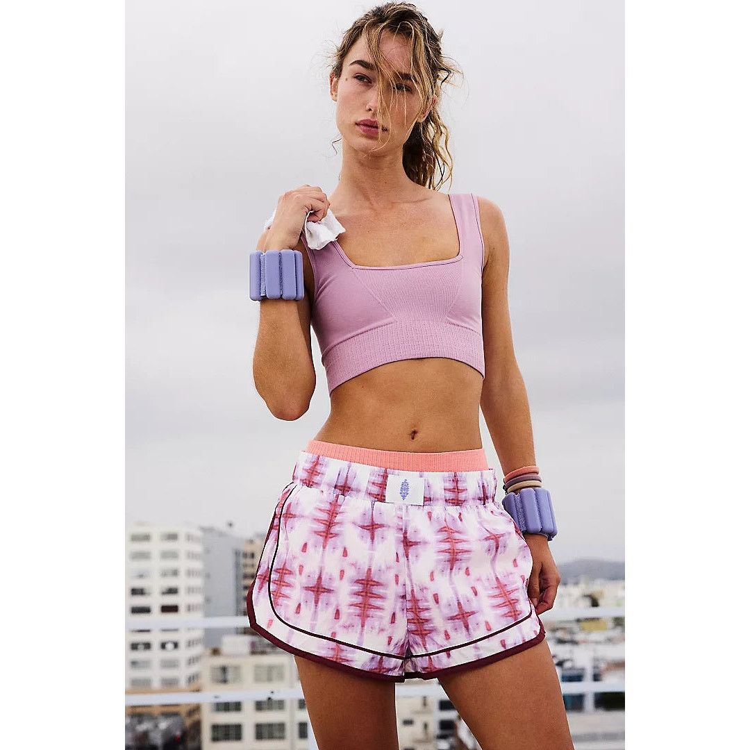 Free People New FP Movement Varsity Blues Printed Shorts $40 Sz L Purple Size 36" / US 14 / IT 50 - 1 Thumbnail