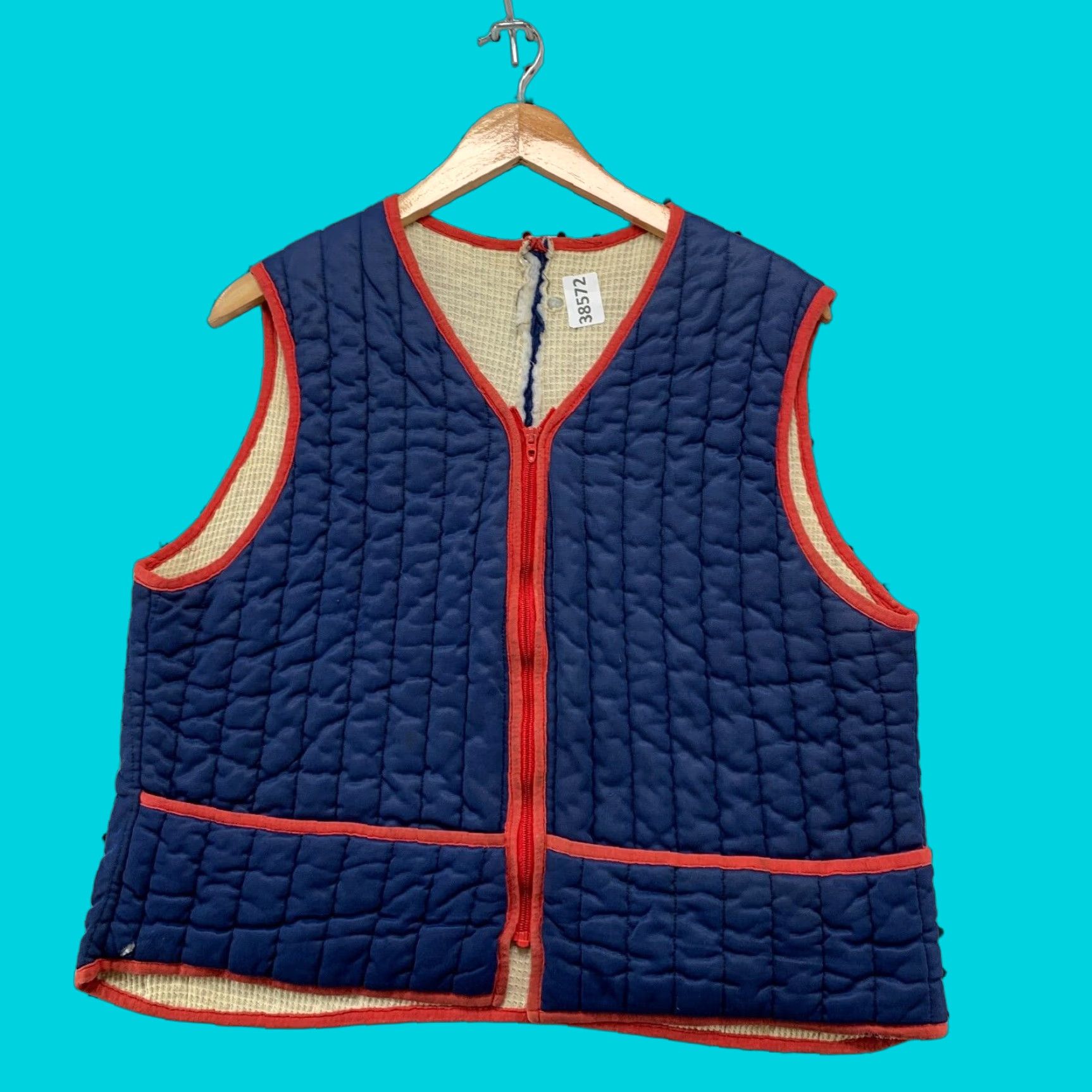 Vintage VINTAGE Quilted Thermal Lined Vest Mens Medium Blue Sleeveless Talon Zip USA Size US M / EU 48-50 / 2 - 1 Thumbnail