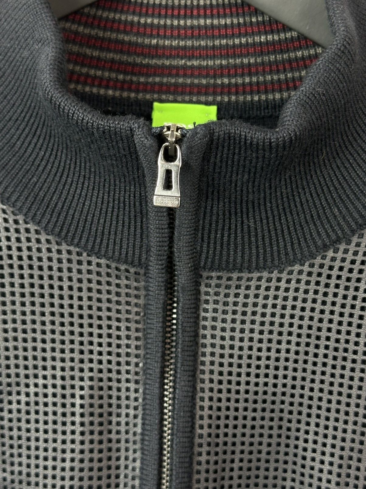 Hugo Boss Vintage Hugo Boss Leather-Wool Navy Blue Knit Bomber Jacket Size US XL / EU 56 / 4 - 9 Thumbnail