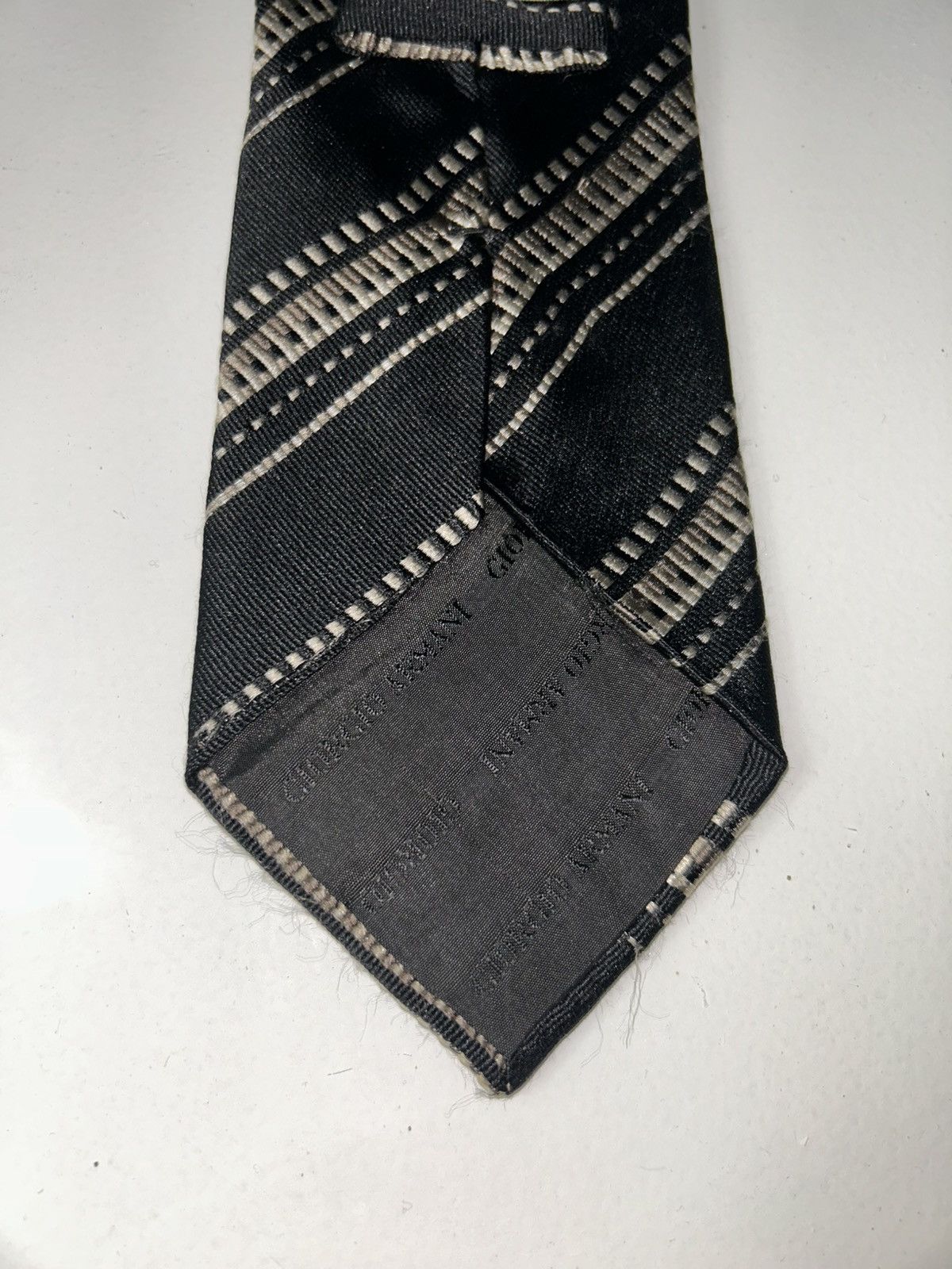 Giorgio Armani Georgio Armani Black &Silver Striped Men's Silk Tie Size ONE SIZE - 5 Thumbnail