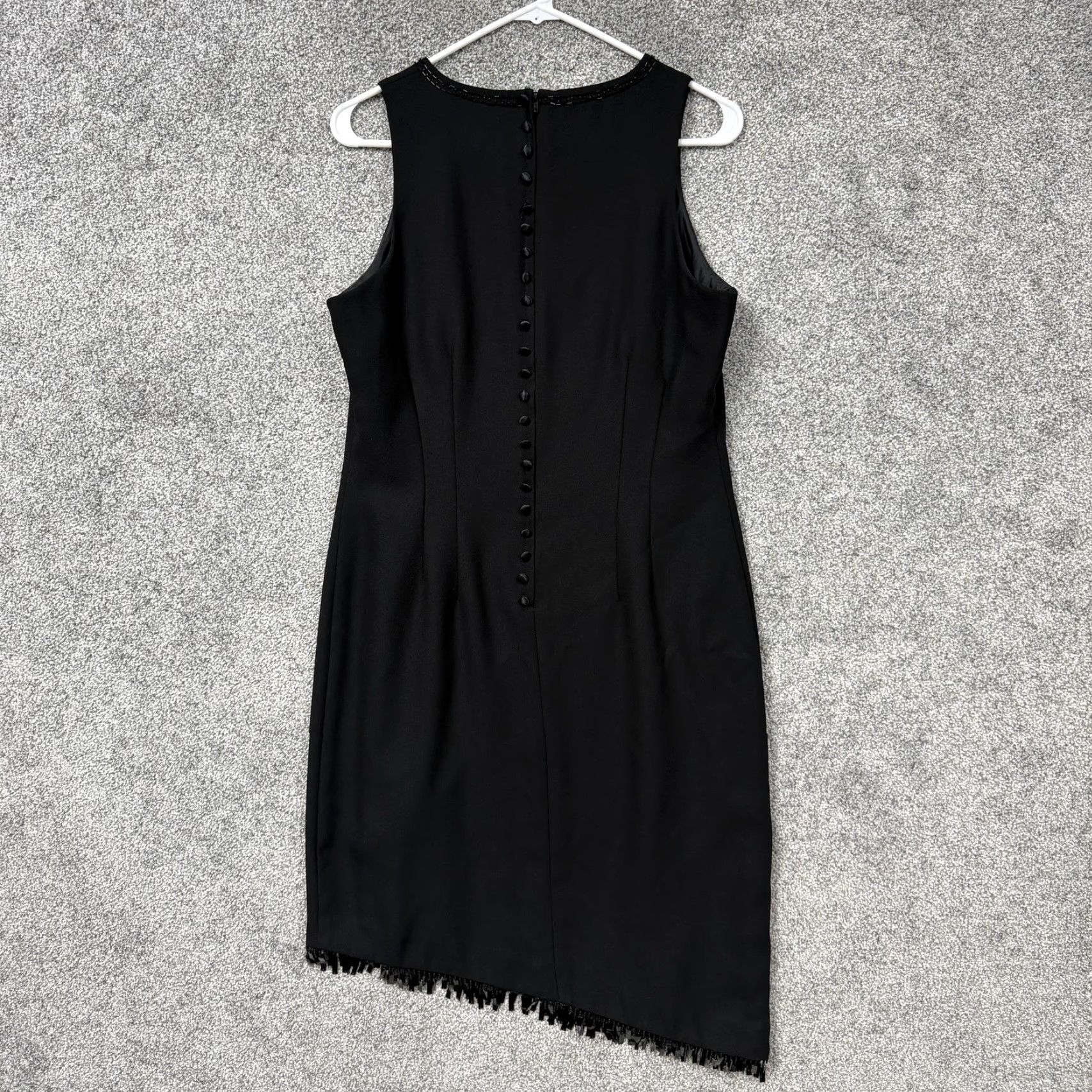 Vintage VINTAGE Studio I Black Fringed Hem Sheath Dress 10 Sleeveless Cocktail Party 90s Gothic Womens Size L / US 10 / IT 46 - 5 Thumbnail