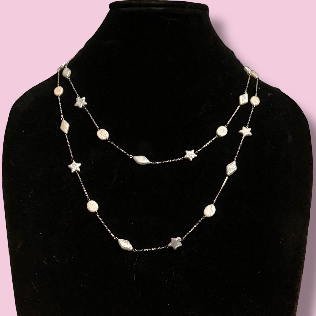 Other Long 925 station diamond, star, oval shaped pearl necklace Size ONE SIZE - 1 Thumbnail