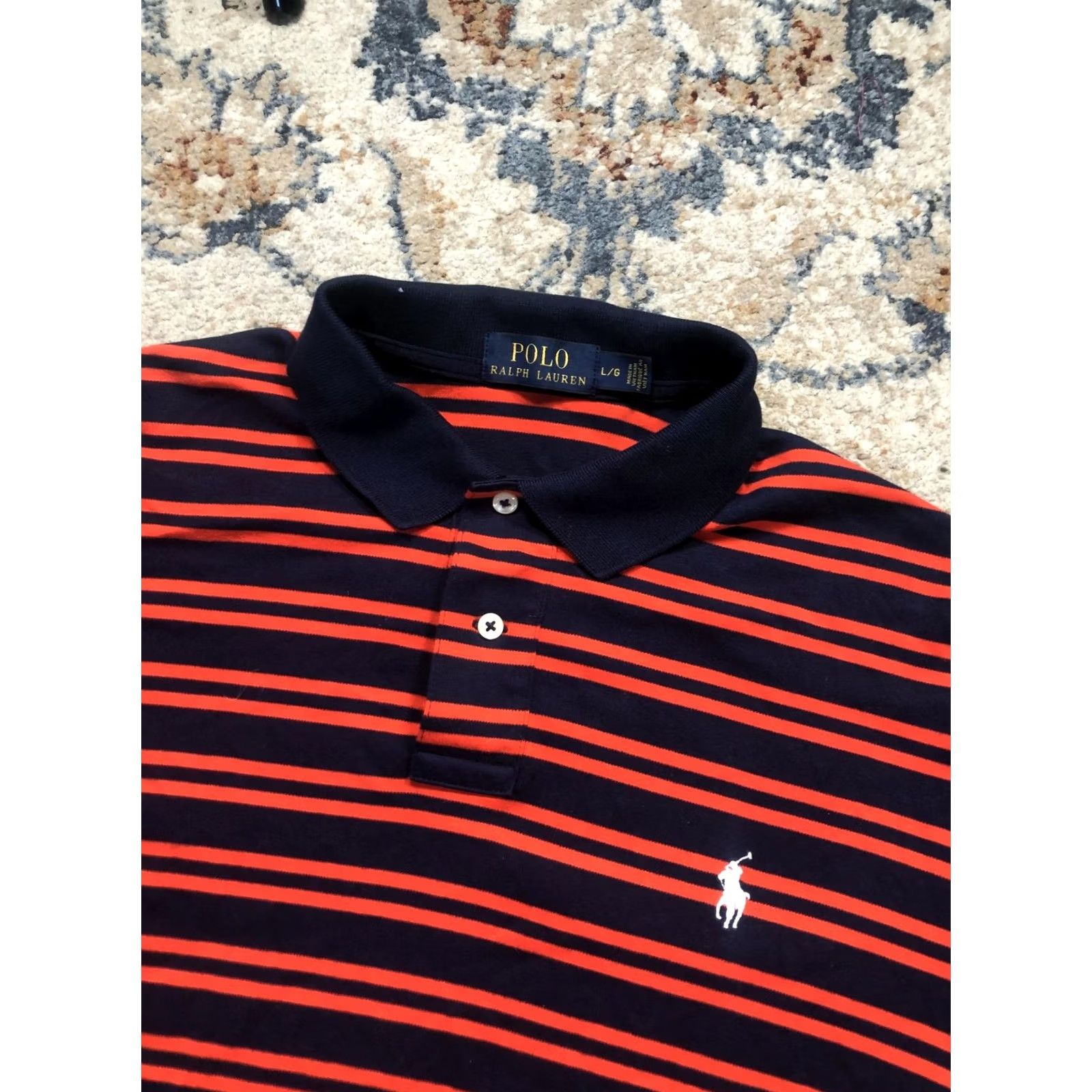 Polo Ralph Lauren Polo Ralph Lauren Polo Shirt Mens L Blue Orange Stripe Pony Logo Casual Size US L / EU 52-54 / 3 - 6 Thumbnail