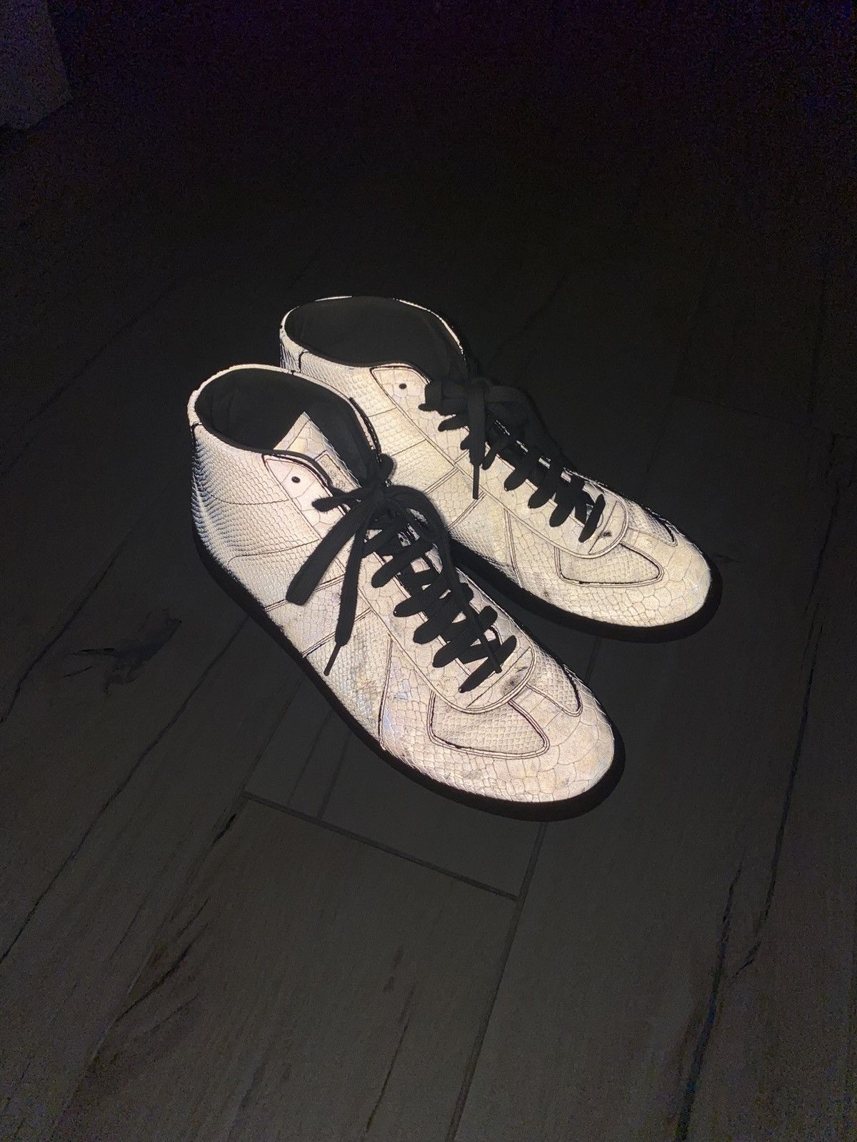 Maison Margiela Maison Margiela Snakeskin Reflective High Top Sneakers Size US 10 / EU 43 - 2 Thumbnail