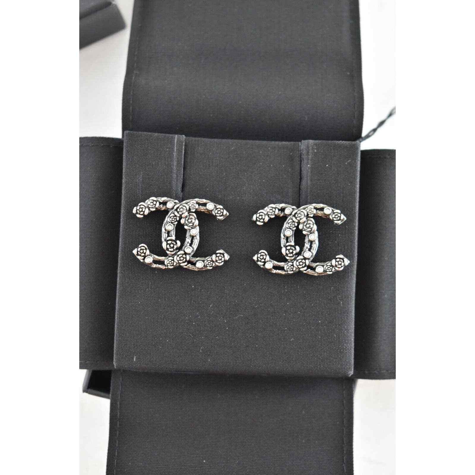 Chanel Chanel Ruthenium Crystal Camellia Statement Drop Earrings Size ONE SIZE - 4 Thumbnail