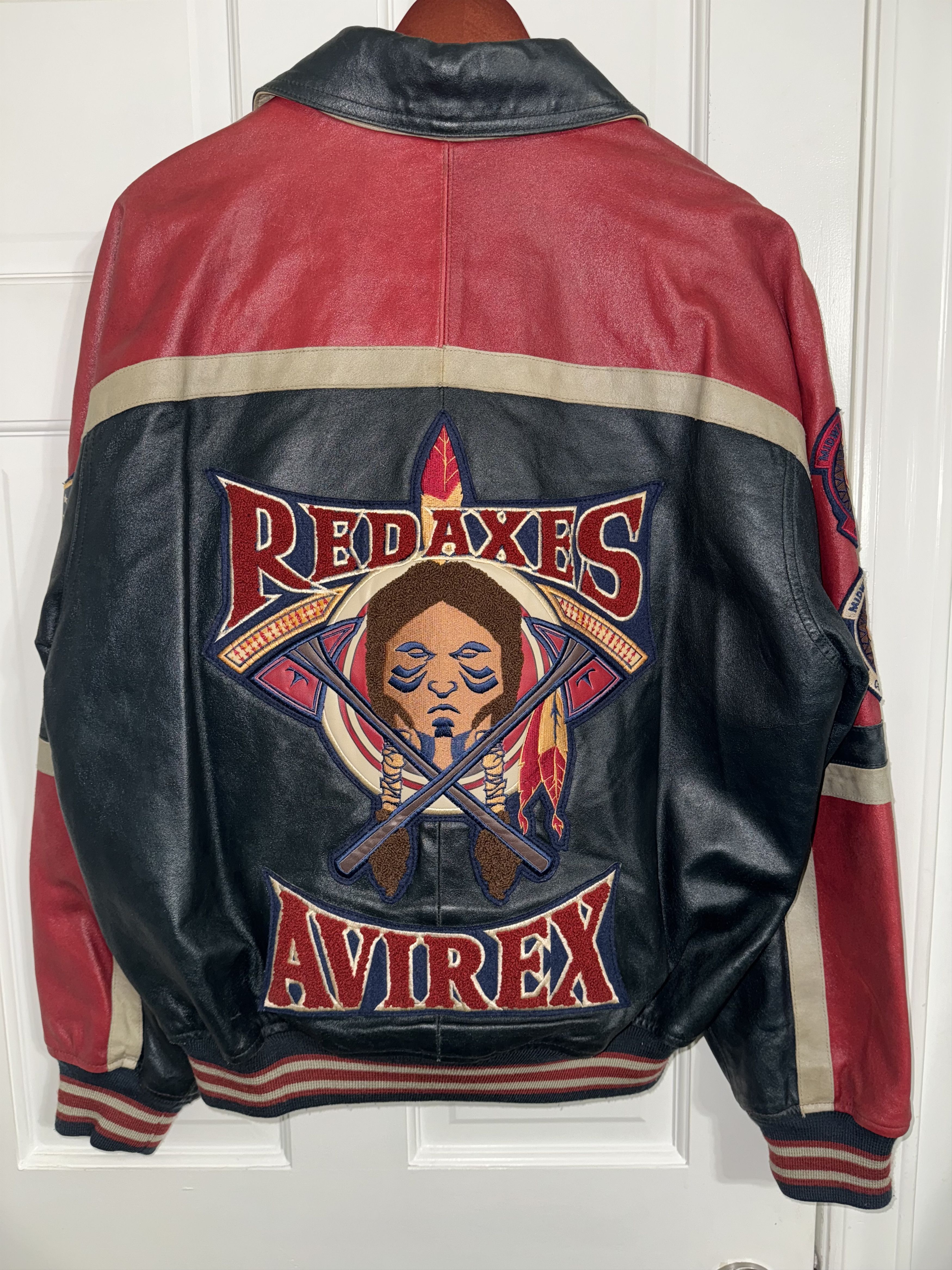 Avirex AVIREX RED AXES LEATHER VARSITY JACKET SZ MEDIUM Size US M / EU 48-50 / 2 - 12 Thumbnail