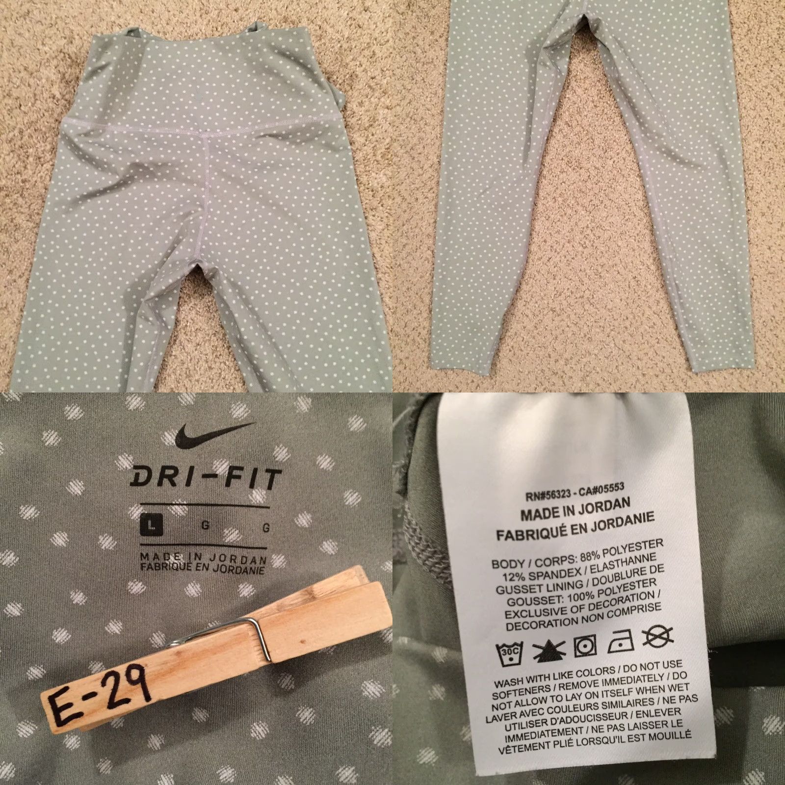 Nike Nike Leggings Women L Gray Polka Dot Dri Fit Ankle 24in Inseam Regular Rise Mid 8.5-10.5in Size 36" / US 14 / IT 50 - 8 Thumbnail