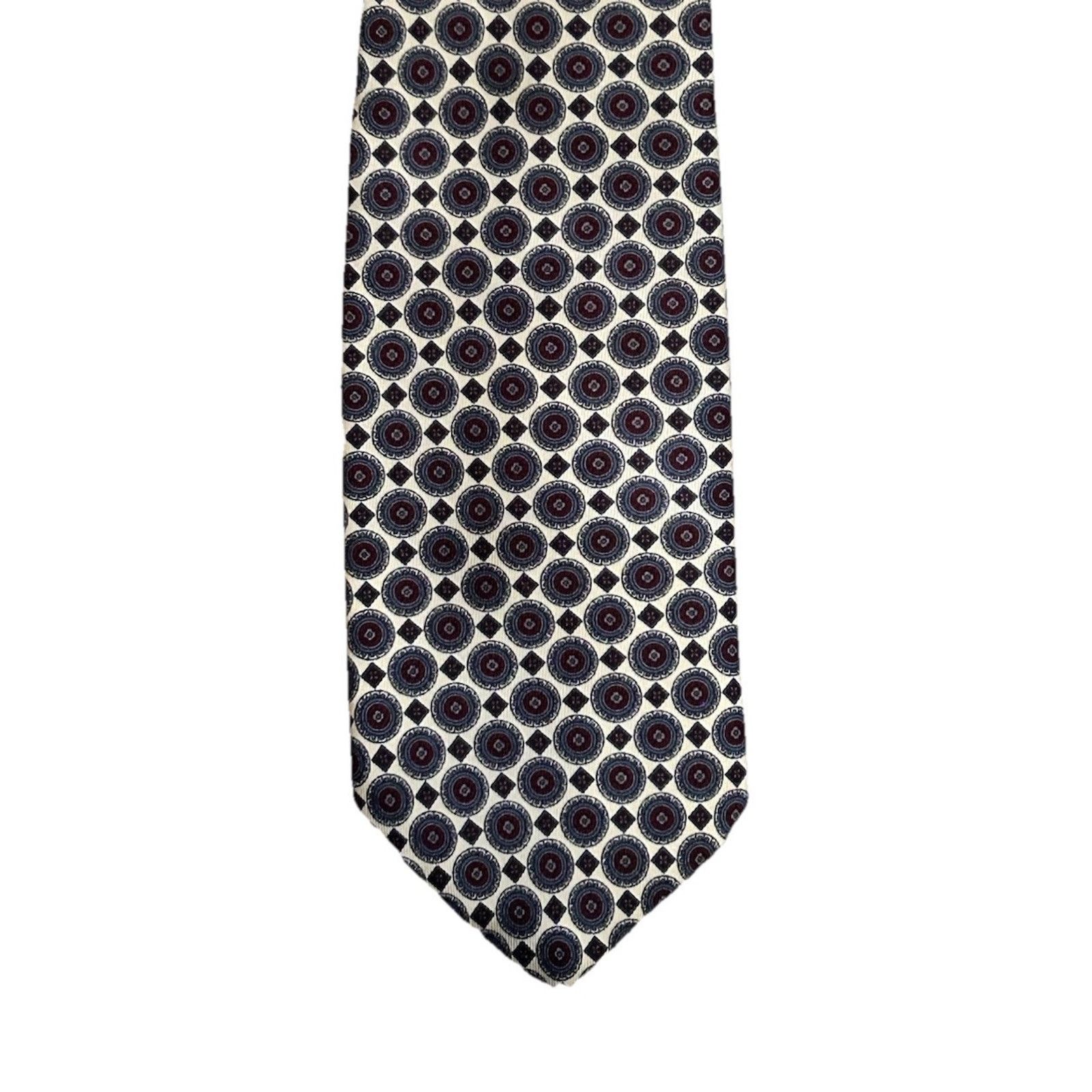 Oscar De La Renta oscar de la renta Couture Vntg Necktie Cream Burgundy Blue Size ONE SIZE - 1 Thumbnail