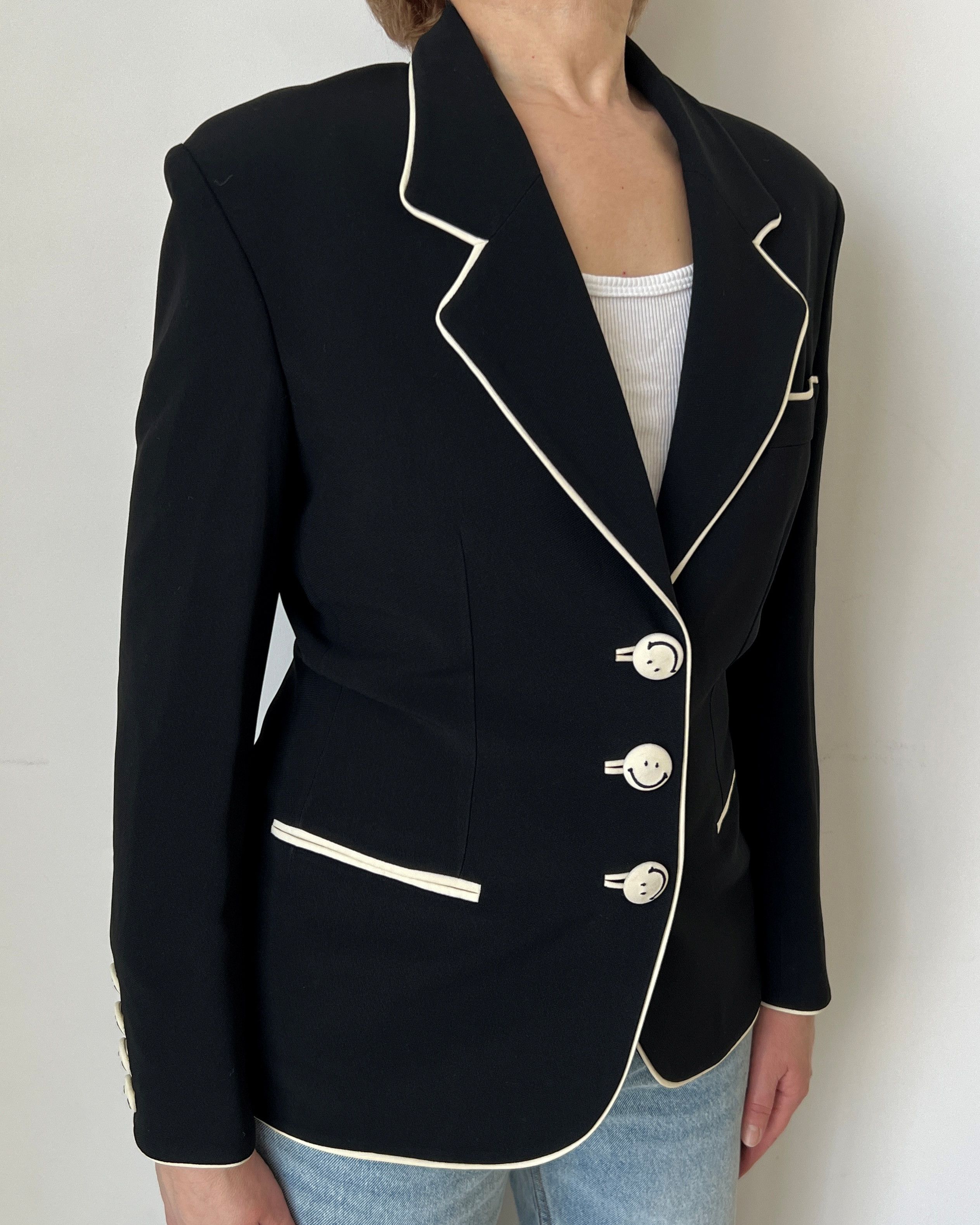 Moschino MOSCHINO COUTURE! VINTAGE Y2K SMILEY BLAZER JACKET Size L / US 10 / IT 46 - 3 Thumbnail