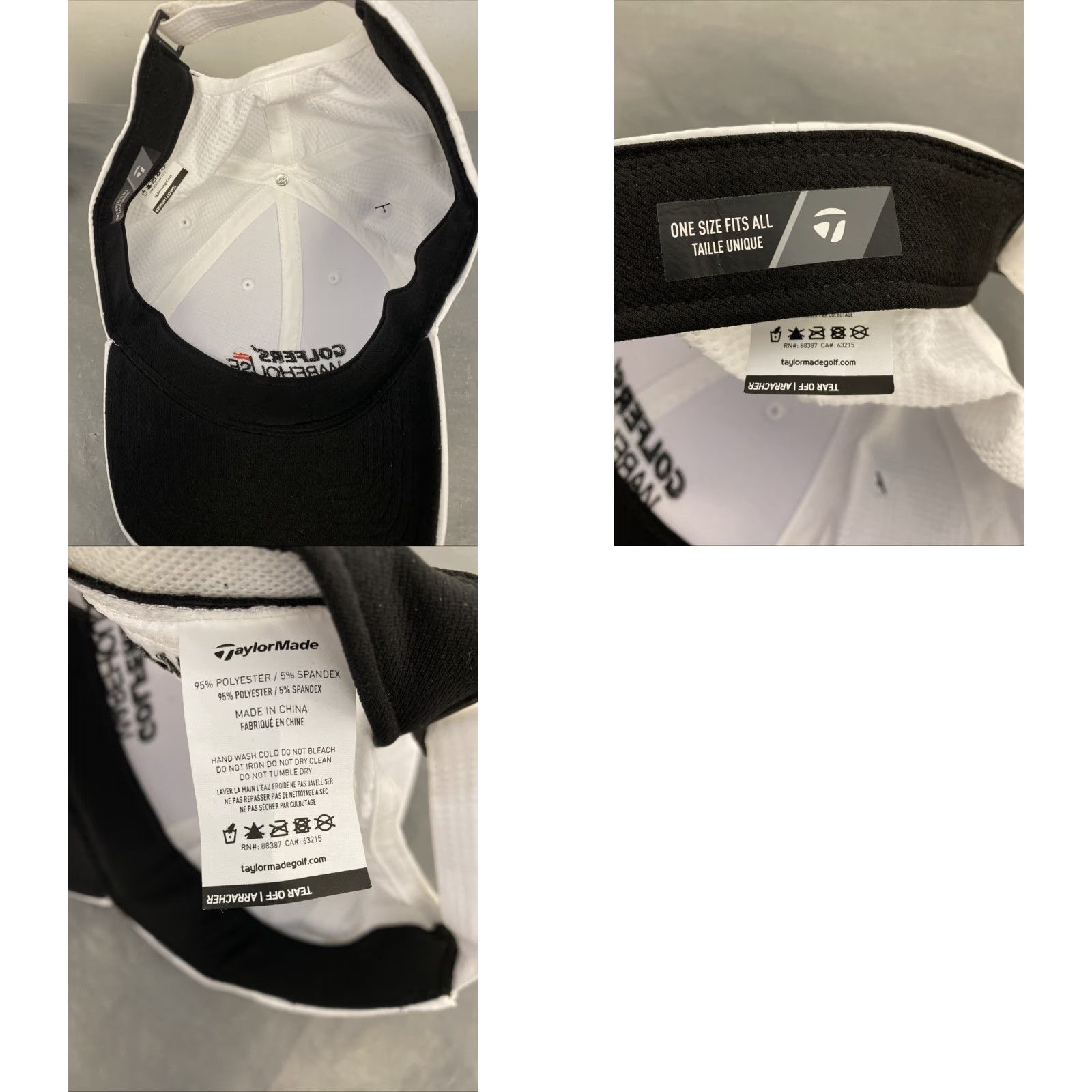 TaylorMade TAYLORMADE White Black Snapback Baseball Cap One Size Mens Golf Hat Size ONE SIZE - 8 Thumbnail