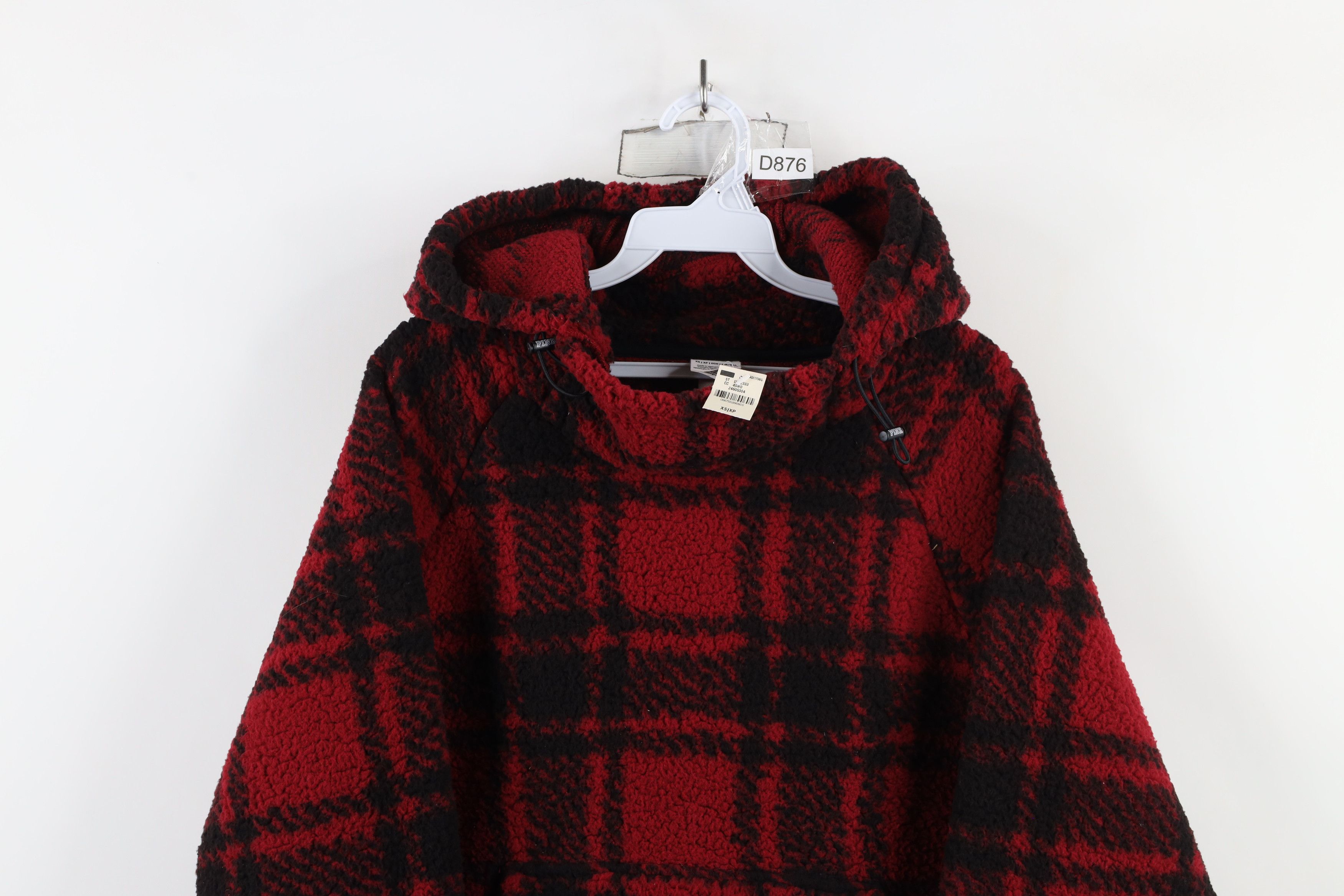 Pink × Vintage New Pink Victorias Secret Deep Pile Fleece Hoodie Red Plaid Size XS / US 0-2 / IT 36-38 - 2 Thumbnail