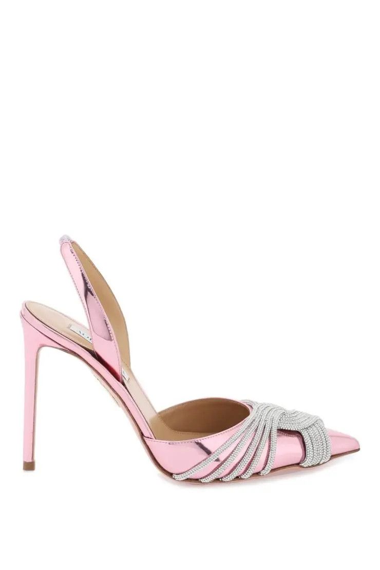 image of Aquazzura O1S22I1N0324 Slingback Pumps Heel Shoes In Silver/pink, Women's (Size 8)