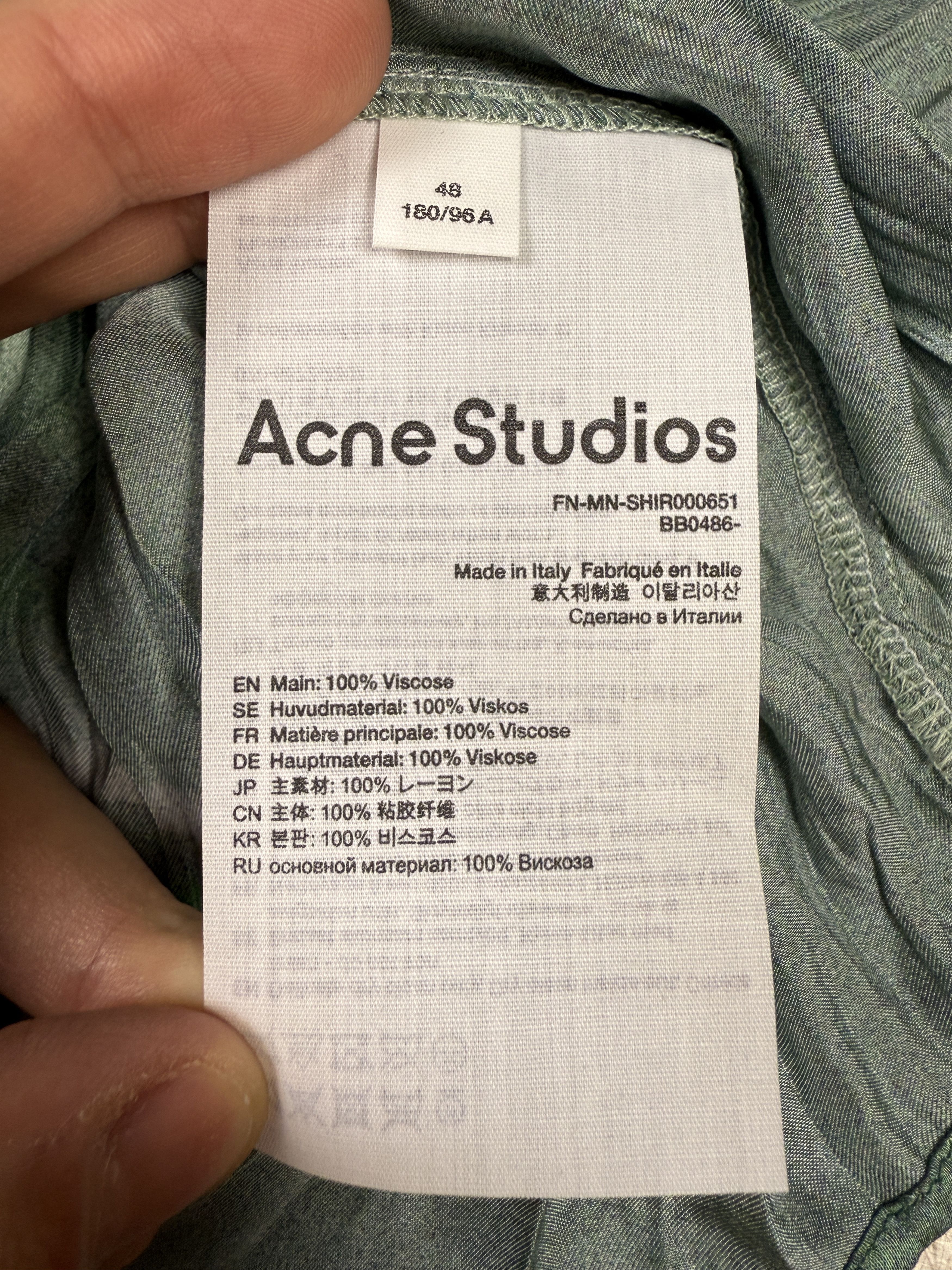 Acne Studios $580 Acne Studios Sandroki Printed Crinkled Viscose Shirt Size US M / EU 48-50 / 2 - 11 Thumbnail