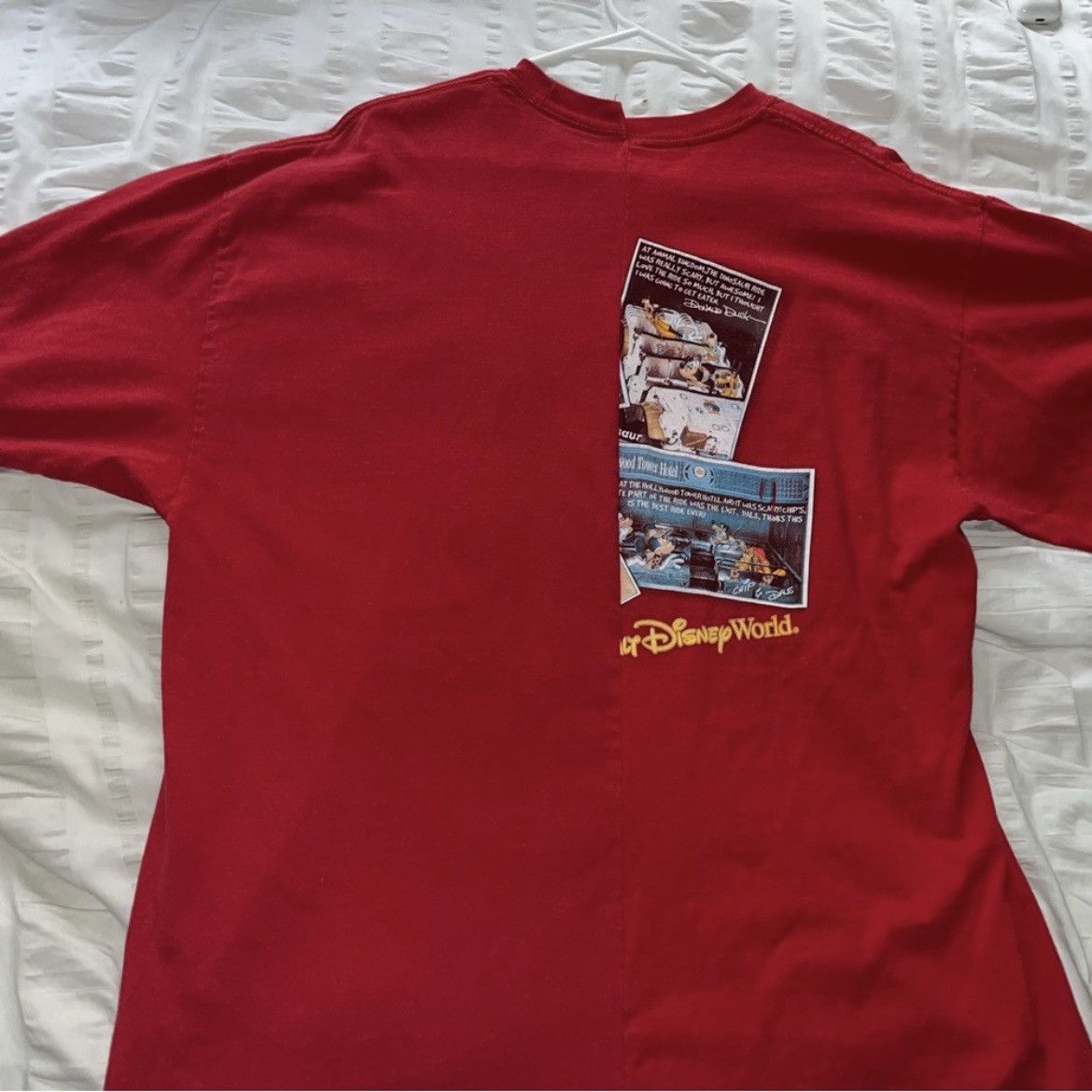Disney × Vintage VINTAGE Reconstructed Red Disney Tee Size US XL / EU 56 / 4 - 2 Thumbnail