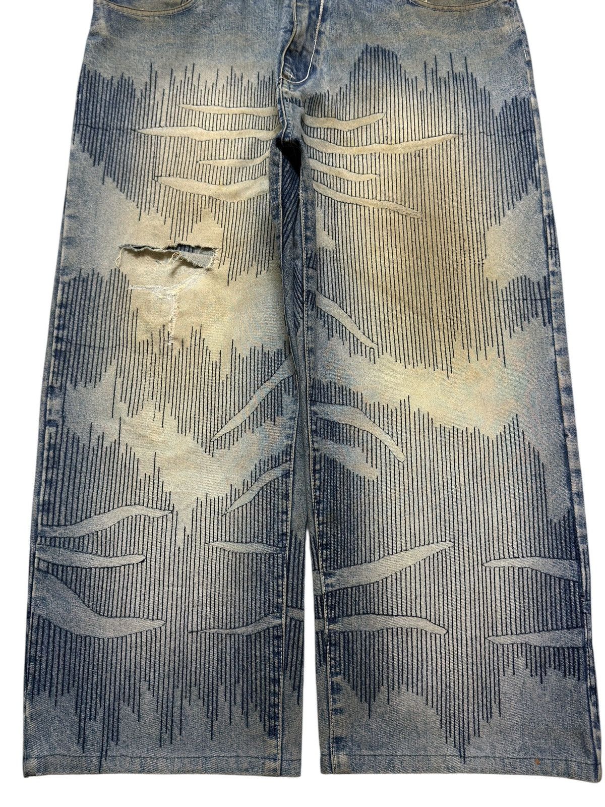Akademiks Vintage Y2K Akademiks Faded Wash Boro Sashiko Wide Leg Baggy Size US 38 / EU 54 - 7 Thumbnail