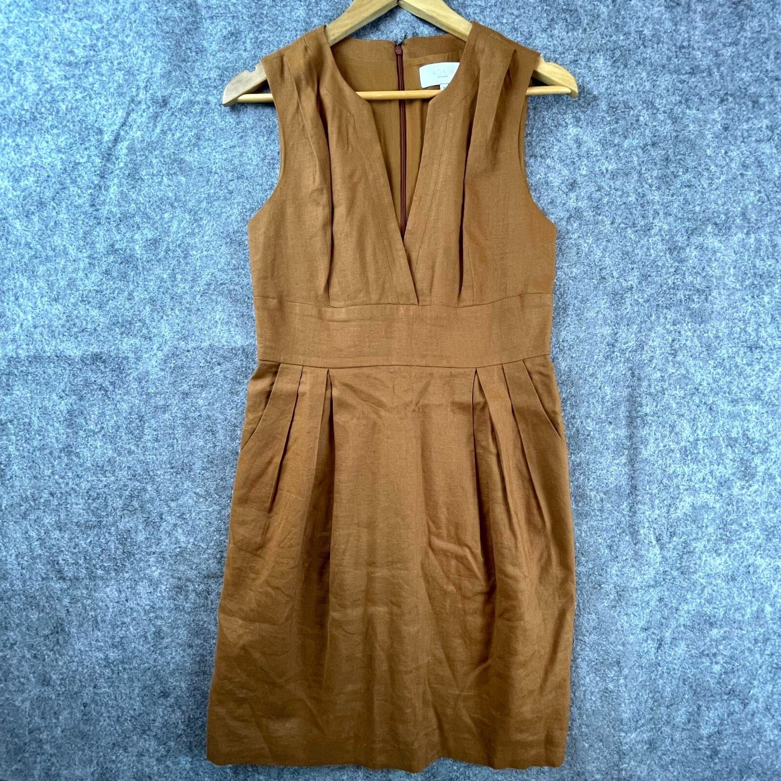 Adam Lippes Adam Lippes Dress 6 Brown Pleated Surplice Neck Minimalist Size M / US 6-8 / IT 42-44 - 1 Thumbnail