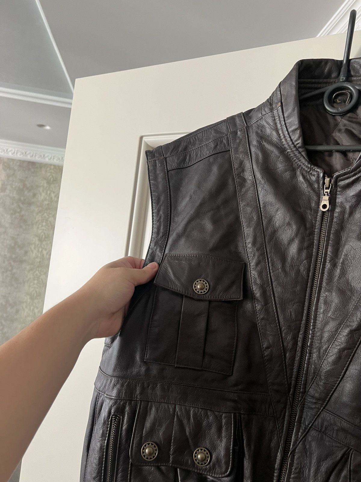 Genuine Leather Vintage Yorn Leather Vest Men’s Brown Genuine Leather Moto Size US L / EU 52-54 / 3 - 10 Thumbnail