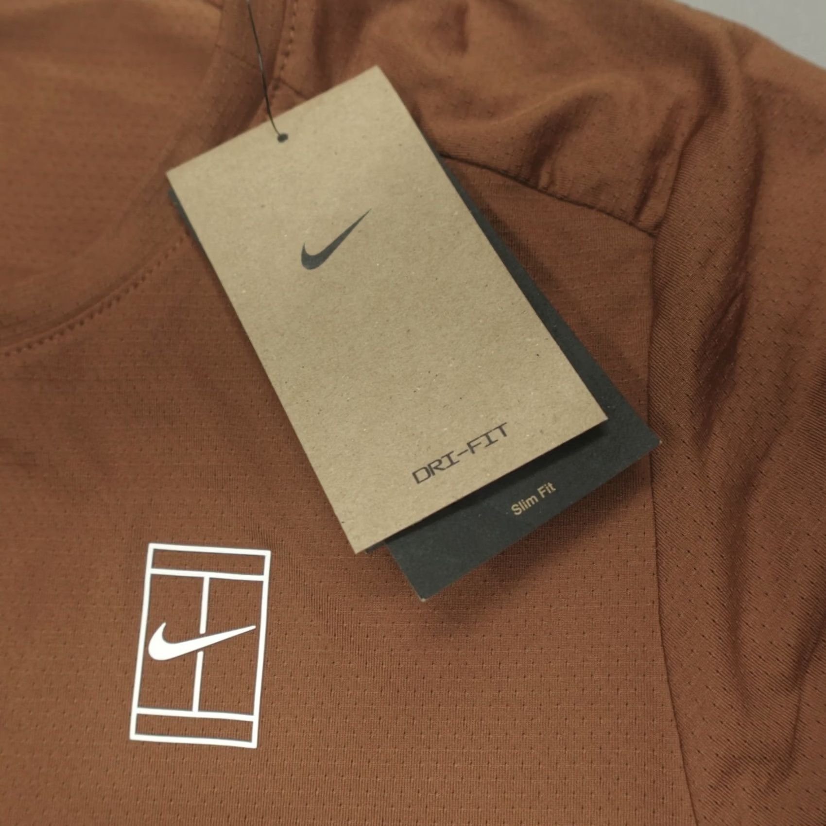 Nike Nike Court Dri-Fit Advantage Tennis Shirt XL Brown Heritage Mens Short Sleeve Crew Neck Sports Tee Size US XL / EU 56 / 4 - 2 Thumbnail