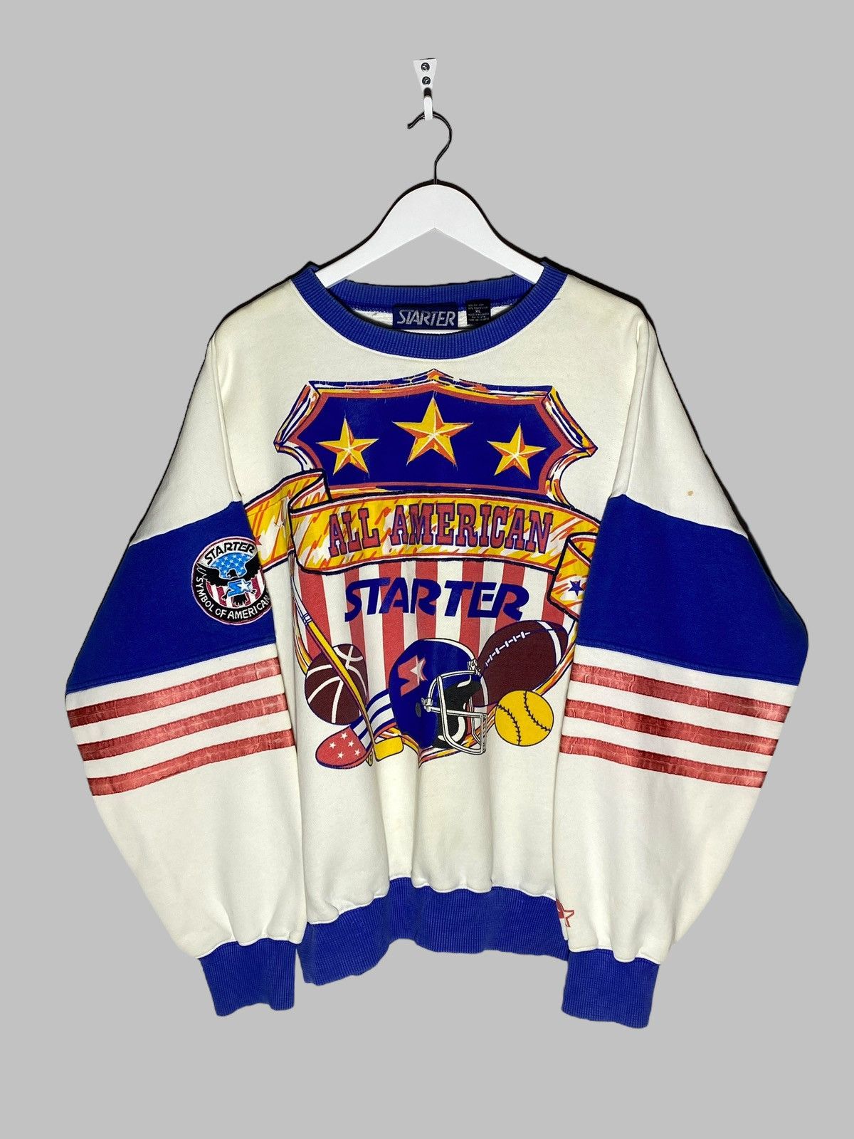 Starter × Vintage Vintage 80s 90s Starter All American Oversized Sweatshirt Size US XL / EU 56 / 4 - 1 Thumbnail