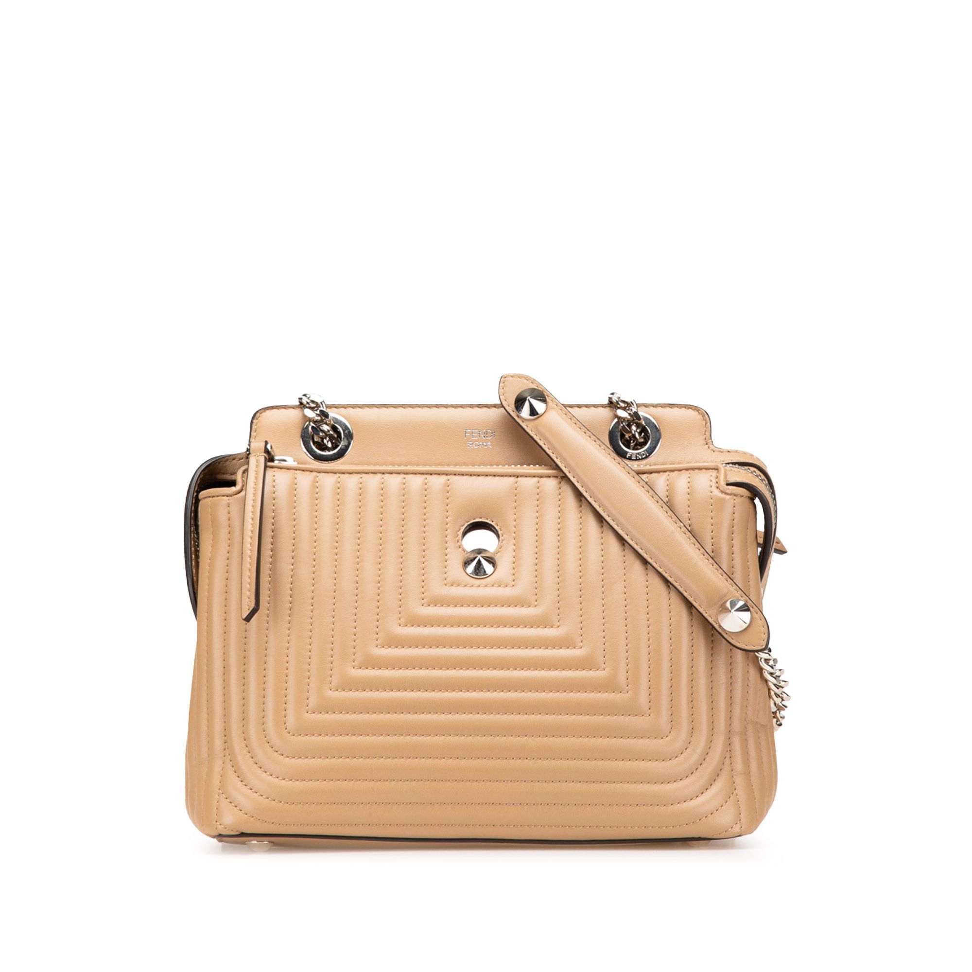 Fendi Small Lambskin Dotcom Click Shoulder Bag in Brown, Women's