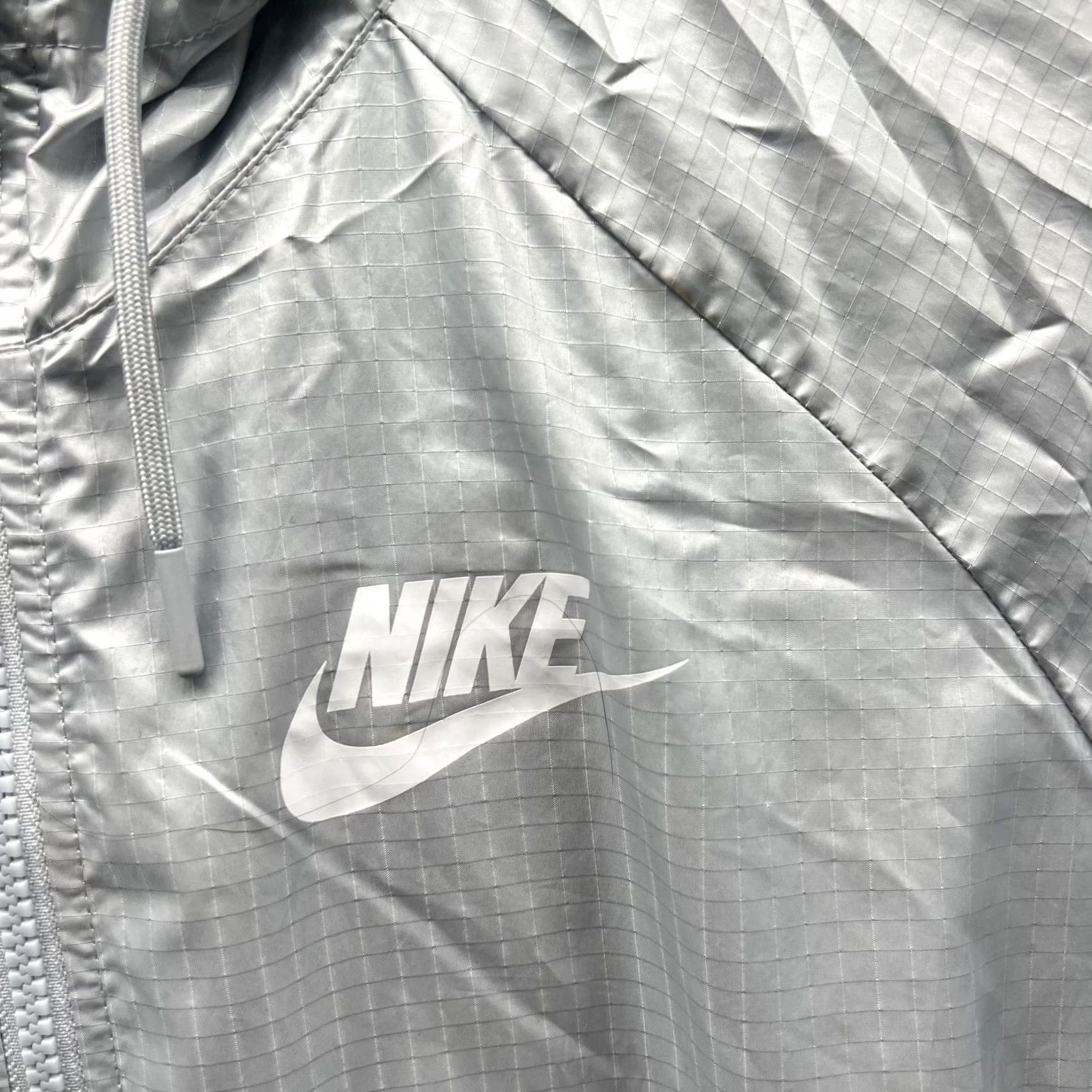 Nike VINTAGE Nike Jacket Women L Windrunner Track Jacket Pure Platinum Grey Vented 804947-011 Logo All Seasons Fall Winter Spring Size L / US 10 / IT 46 - 3 Thumbnail