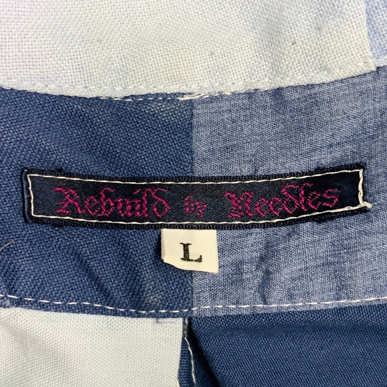 Needles Blue Light Blue Patchwork Deconstructed Cotton Long Sleeve Size US L / EU 52-54 / 3 - 9 Thumbnail