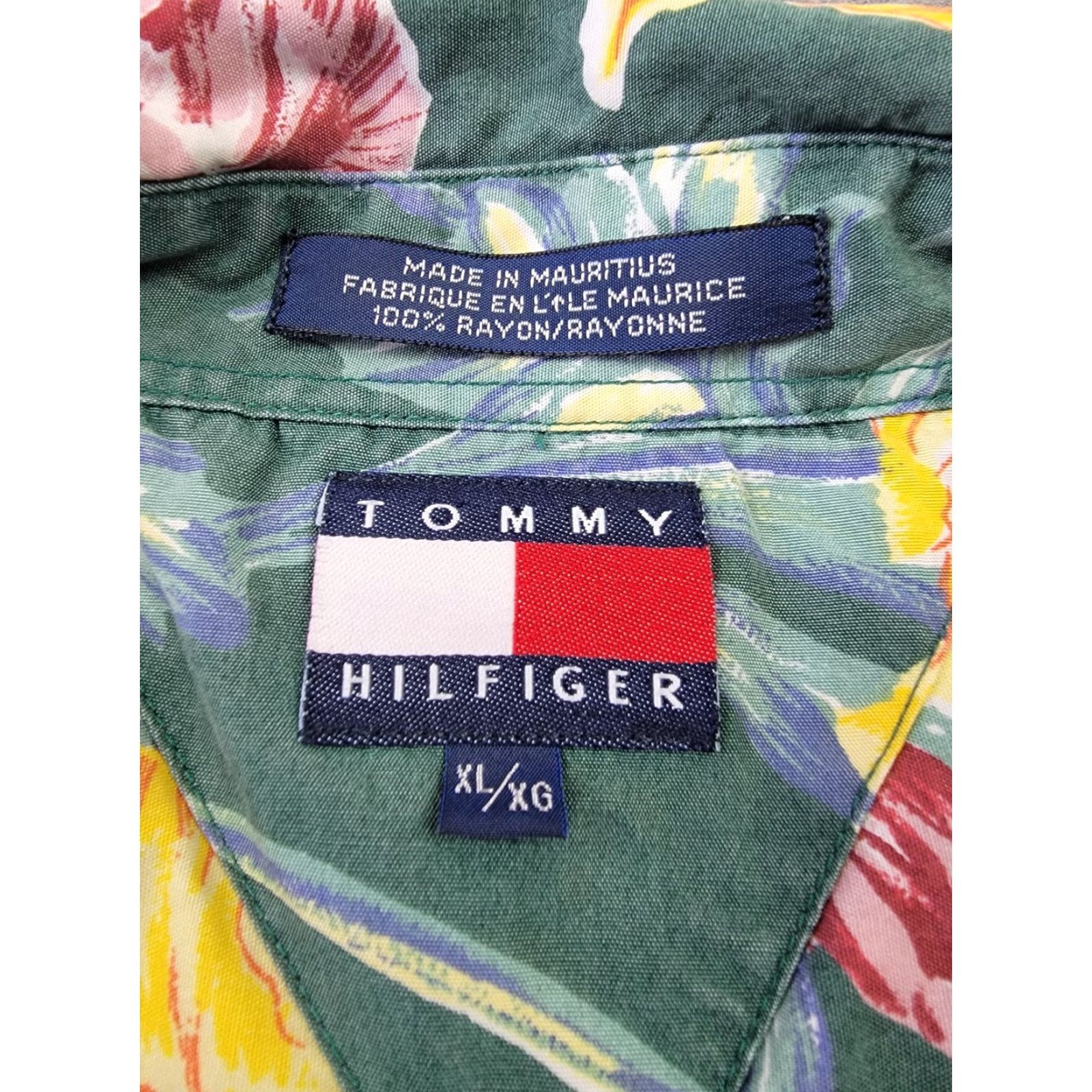 Tommy Hilfiger Tommy Hilfiger Shirt Mens XL Green Floral Button Up Short Sleeve Vintage 90's Size US XL / EU 56 / 4 - 2 Thumbnail