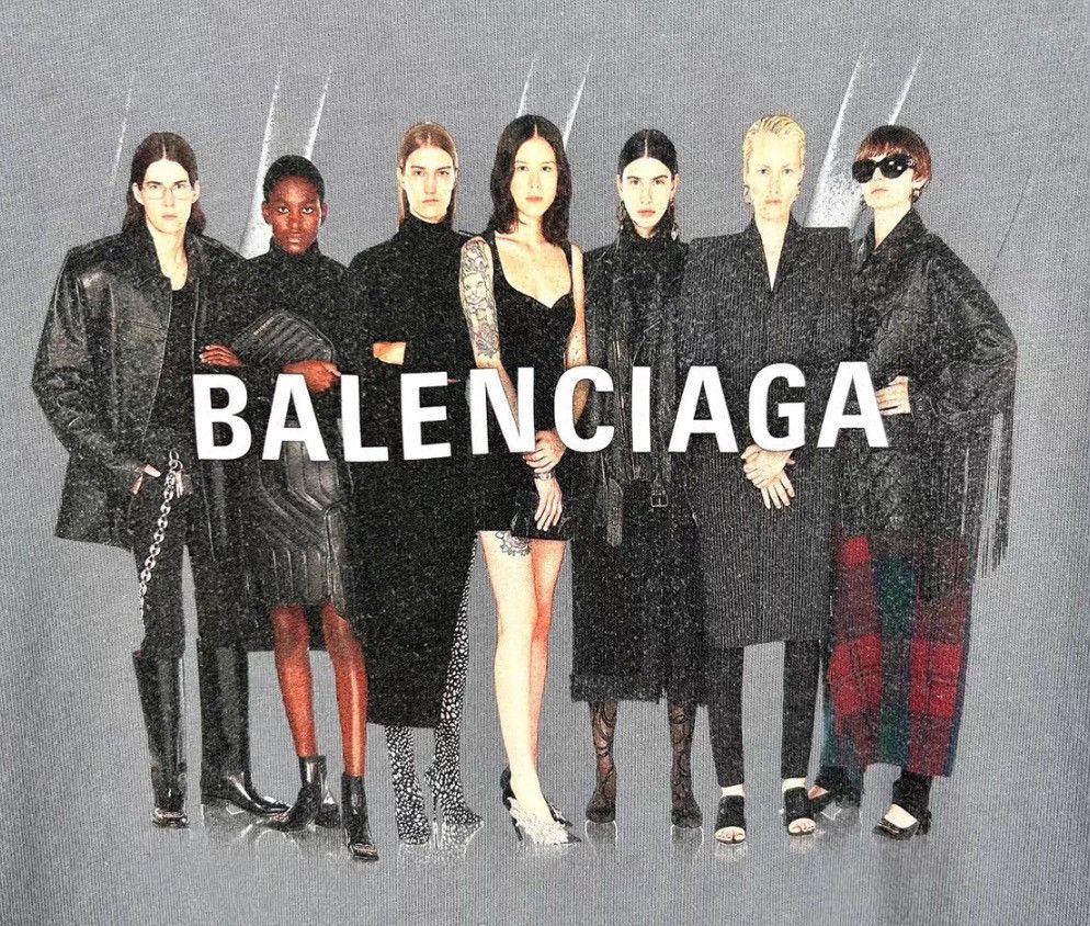 Balenciaga Balenciaga logo letter band portrait print round neck gray Size XS / US 0-2 / IT 36-38 - 4 Thumbnail