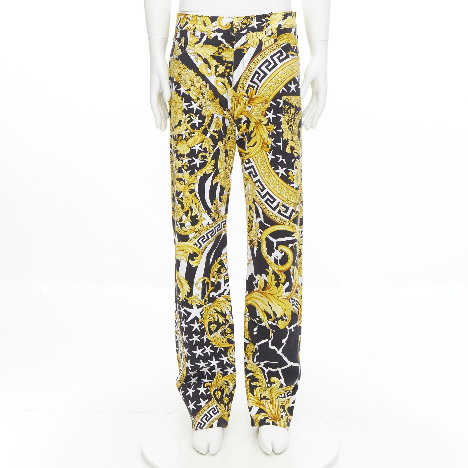 Versace new VERSACE 2019 Runway Savage Barocco gold Medusa stud jeans IT32 Size US 30 / EU 46 - 1 Thumbnail
