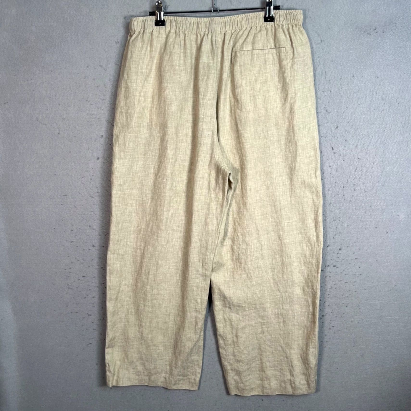 Escada VINTAGE Escada Sport Womens Wide-Leg Pants Beig e Linen Elastic Waist Drawstring 30 Inseam 24 in Ankle Flat Front Regular Size 30 Womens) Size 30" / US 8 / IT 44 - 2 Thumbnail