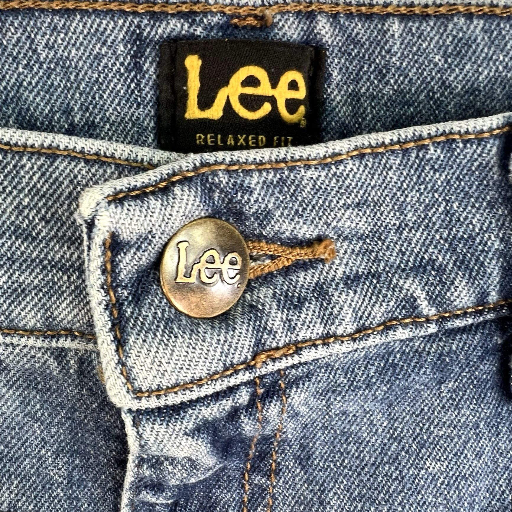 Lee Lee Jeans Relaxed It Straight Denim Jean Mens Size 34 X29 Blue Regular Medium Wash 90s Logo USA Vintage: No Mens Size US 34 / EU 50 - 5 Thumbnail