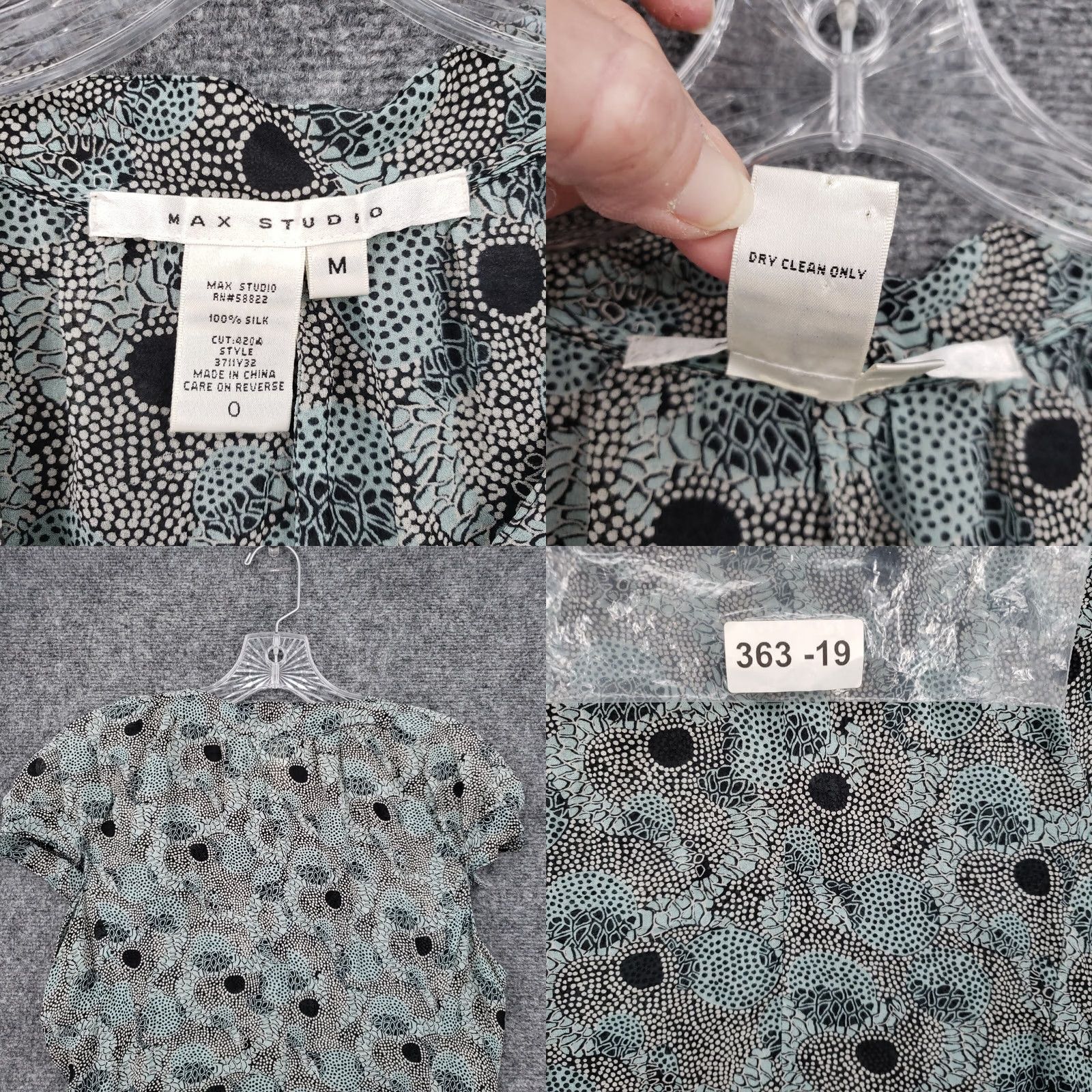 Vintage Max Studio Blouse Shirt Women M Blue Silk Floral Button V-Neck Cap Sleeve Casual Bohemian Classics 90s Theme? Size M / US 6-8 / IT 42-44 - 8 Thumbnail