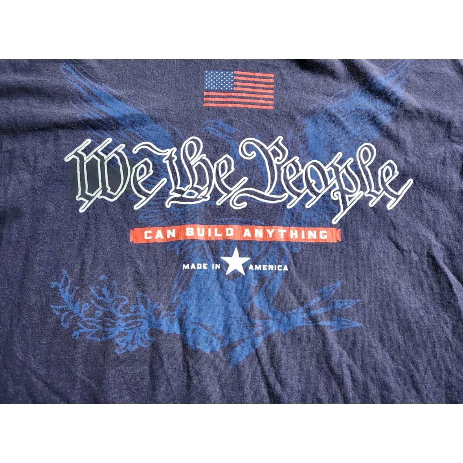 Vintage Bayside Mens XL We The People Can Build Anything T Shirt USA Union Distressed Blue Cotton Crew Neck Short Sleeve Logo 2000s Mens Size US XL / EU 56 / 4 - 4 Thumbnail