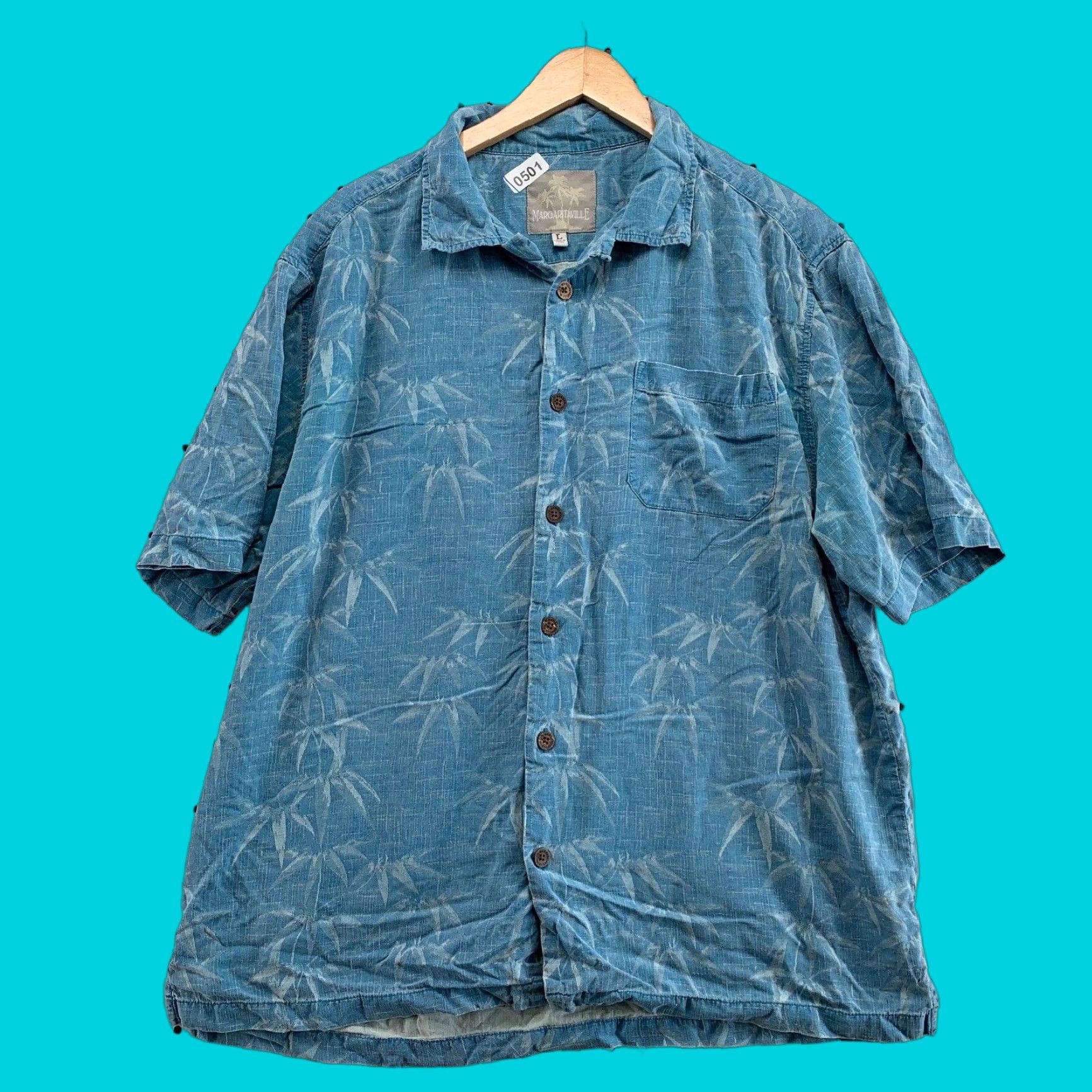 Vintage VINTAGE Margaritaville Hawaiian Silk Shirt Men Large Blue Floral Button-Up 90s Size US L / EU 52-54 / 3 - 1 Thumbnail