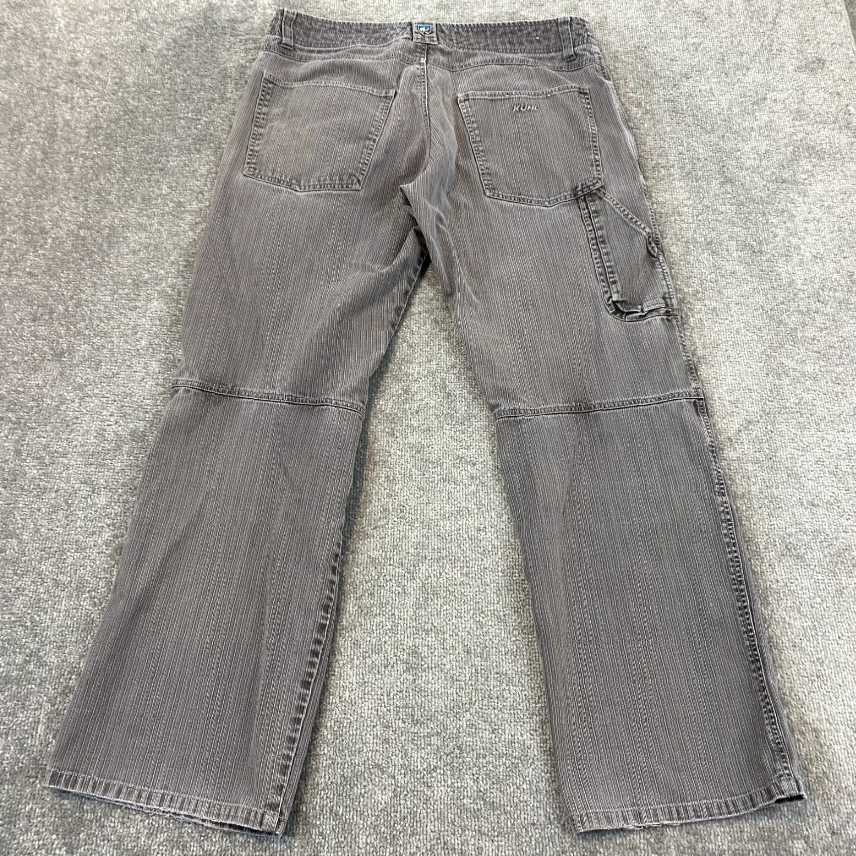 Denime KUHL Pants Men 36x32 Gray Striped Patina Denim 5-Pocket Hike Trail Outdoor Logo Size US 36 / EU 52 - 2 Thumbnail