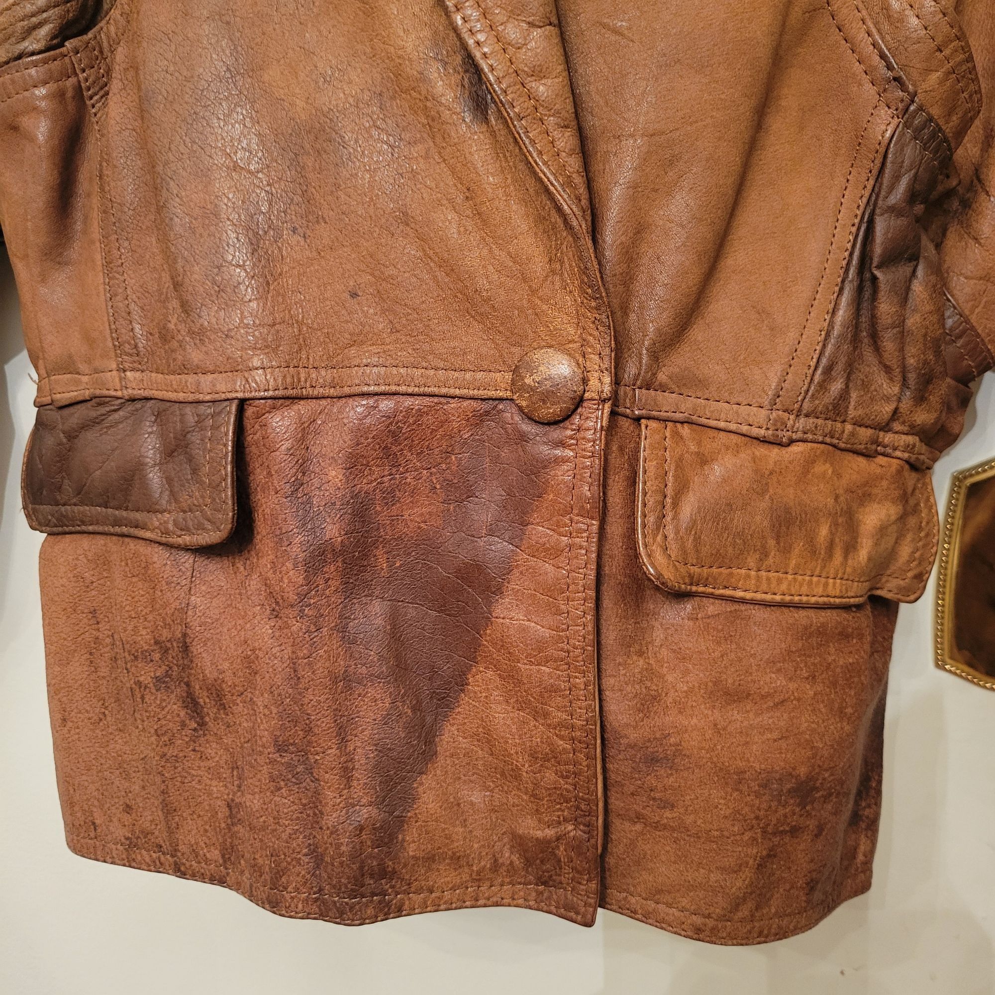 Vintage Vintage Whipp Leather Belted Jacket M Brown Distressed Bombe Size M / US 6-8 / IT 42-44 - 11 Thumbnail