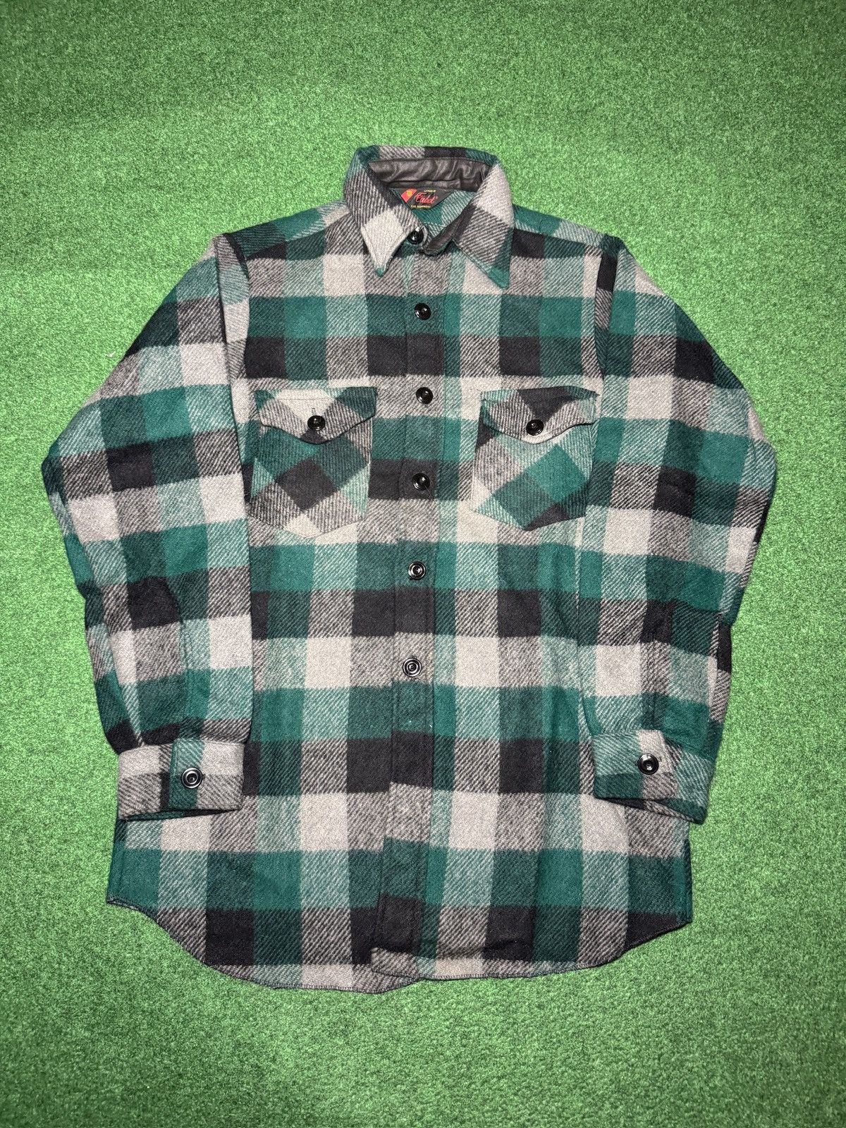 Vintage Vintage 80s 90s Wool Green Plaid M Button Up Flannel Shirt Size US M / EU 48-50 / 2 - 1 Thumbnail