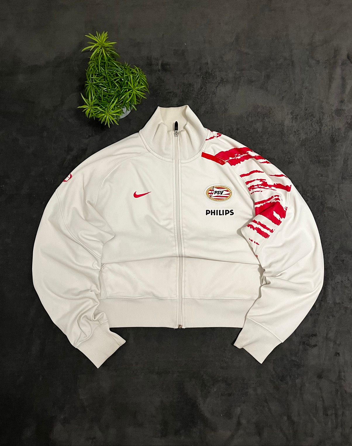 Pre-owned Nike X Soccer Jersey Sweatshirt Nike Psv Vintage Zip Up Soccer Y2k 90's Drip In White