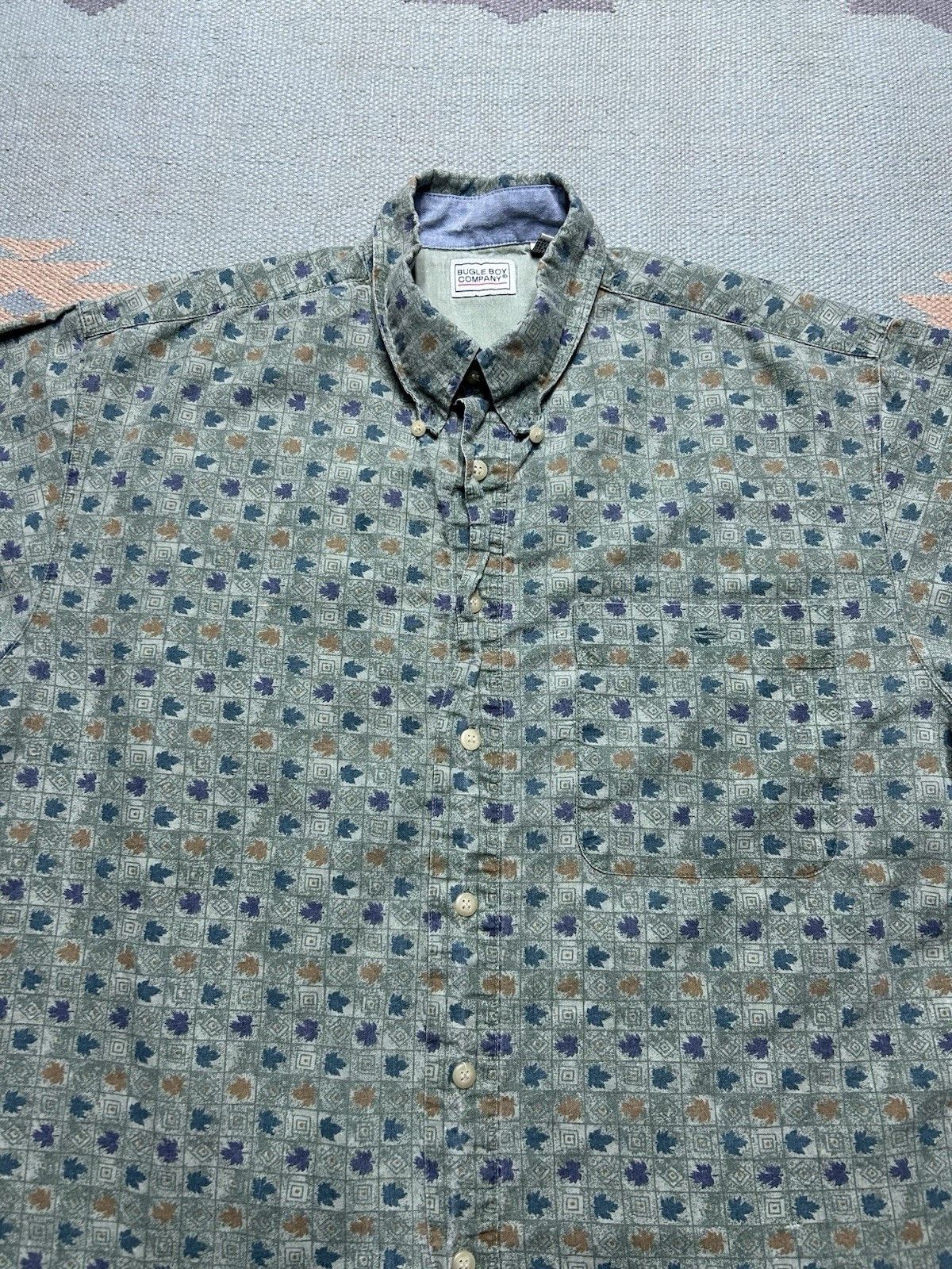 Vintage Bugle boy button shirt all over print geometric floral mediu Size US M / EU 48-50 / 2 - 2 Thumbnail