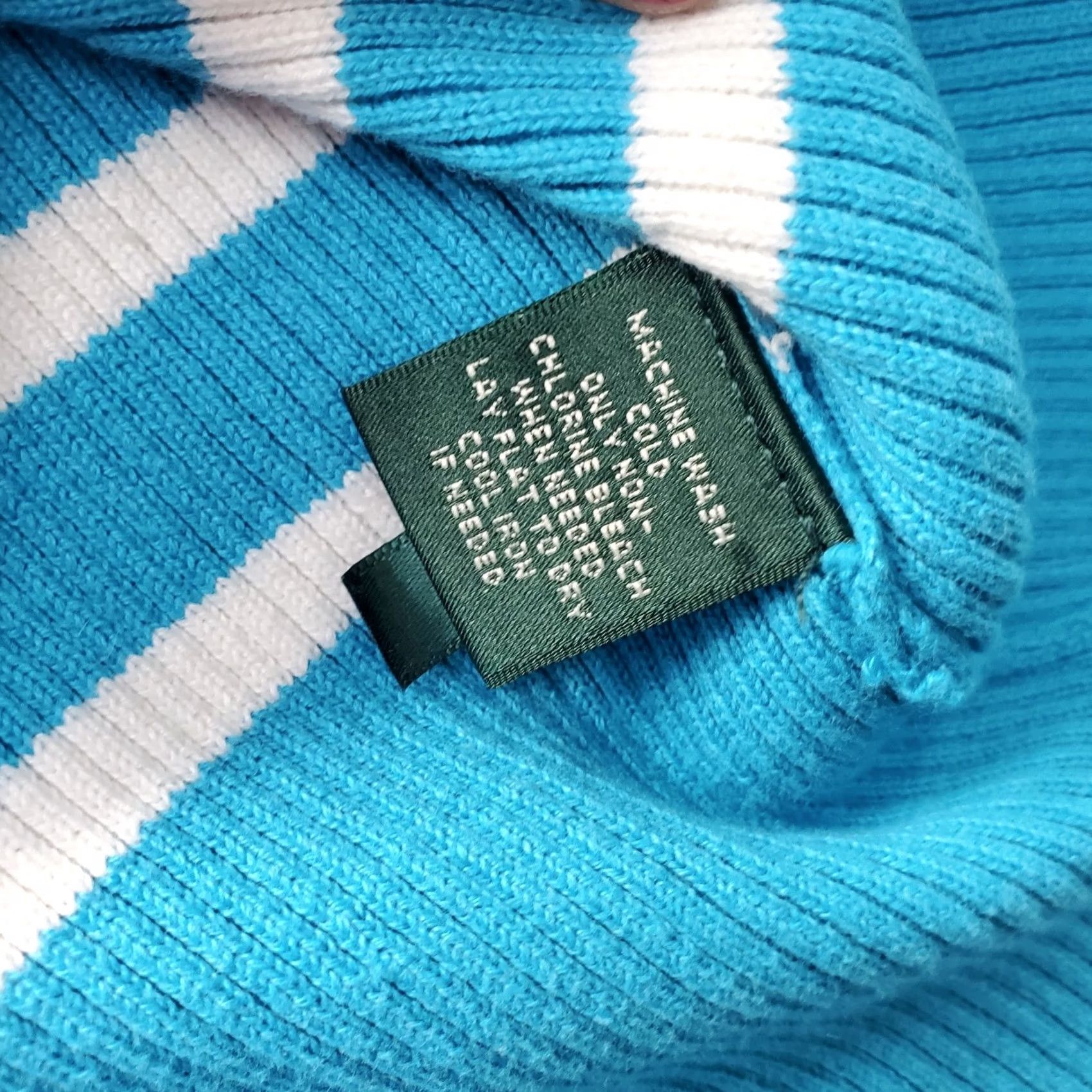 Ralph Lauren Lauren Ralph Lauren Sweater Womens 1X Multi Striped Cotton Logo Rib Turtleneck Size XL / US 12-14 / IT 48-50 - 6 Thumbnail