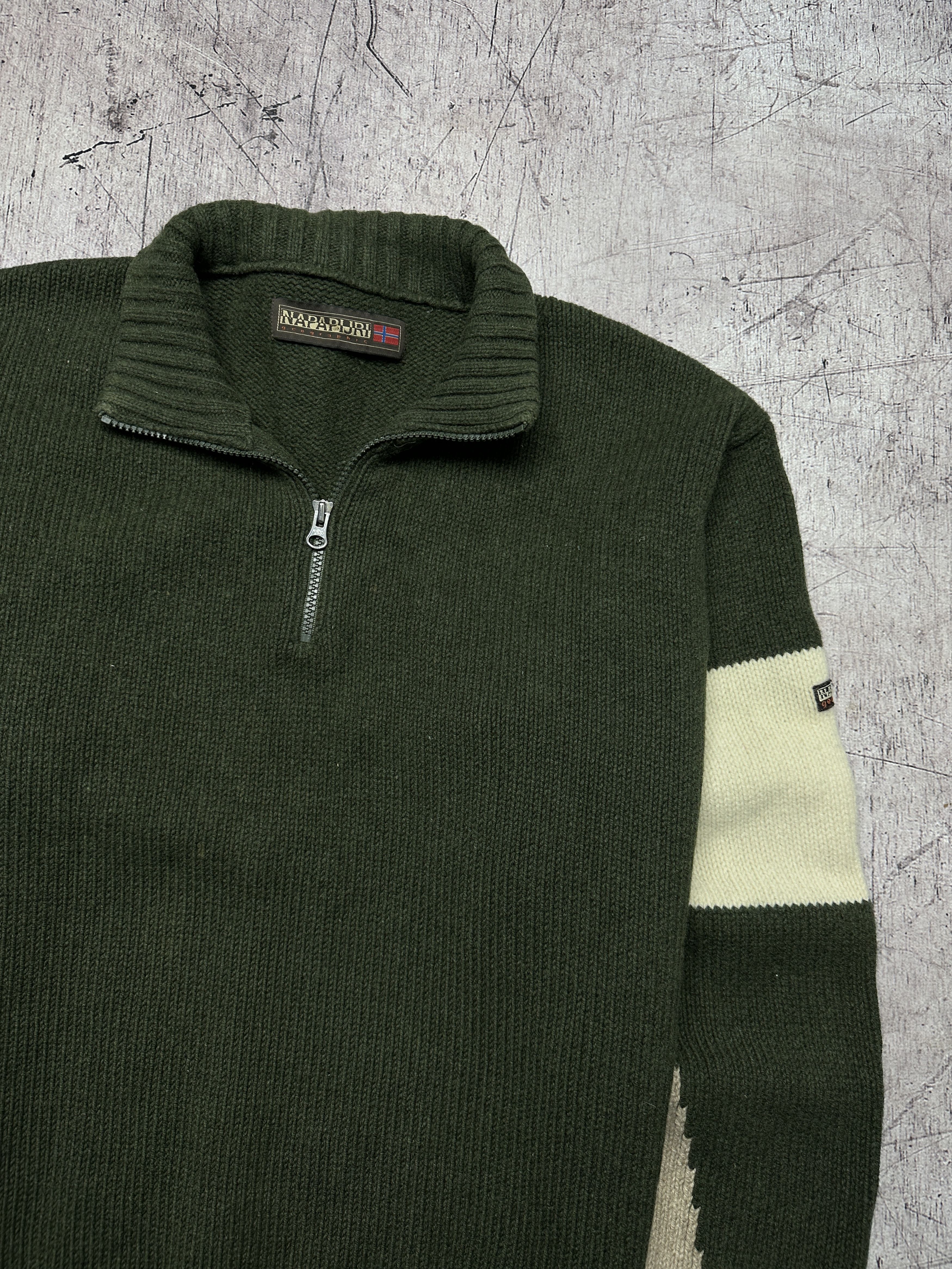 Napapijri Napapijri Vintage Mens 1\4 Zip Wool Knit Sweater Size US L / EU 52-54 / 3 - 2 Thumbnail