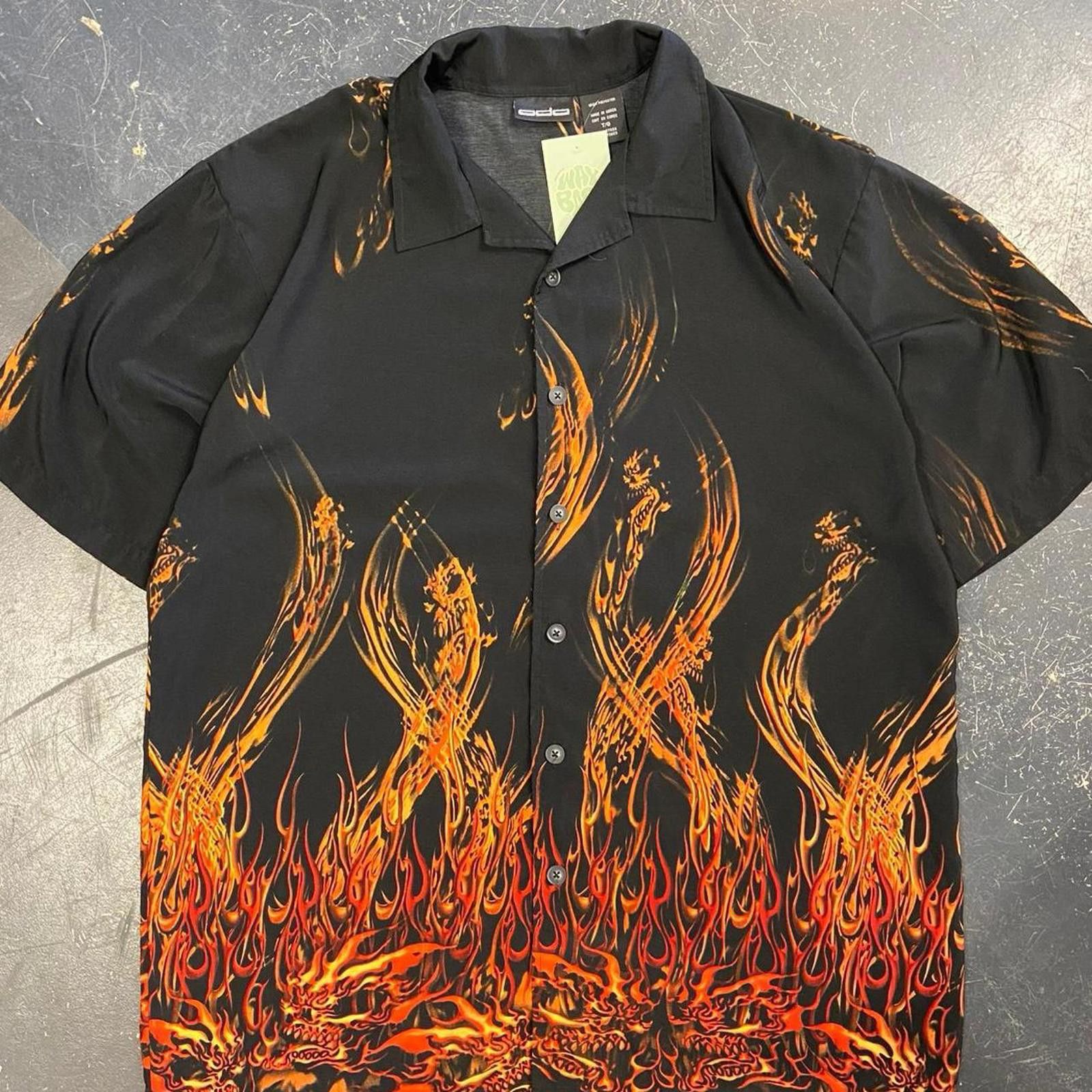 Vintage Y2K Flames Dragon Skull AOP Button Up Size US XL / EU 56 / 4 - 2 Thumbnail