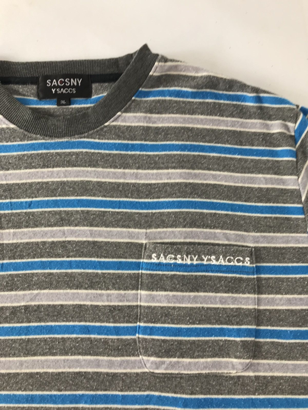 Yohji Yamamoto Saccsny Y’saccs Yohji Yamamoto Striped Pocket Longsleeve Tee Size US XL / EU 56 / 4 - 4 Thumbnail