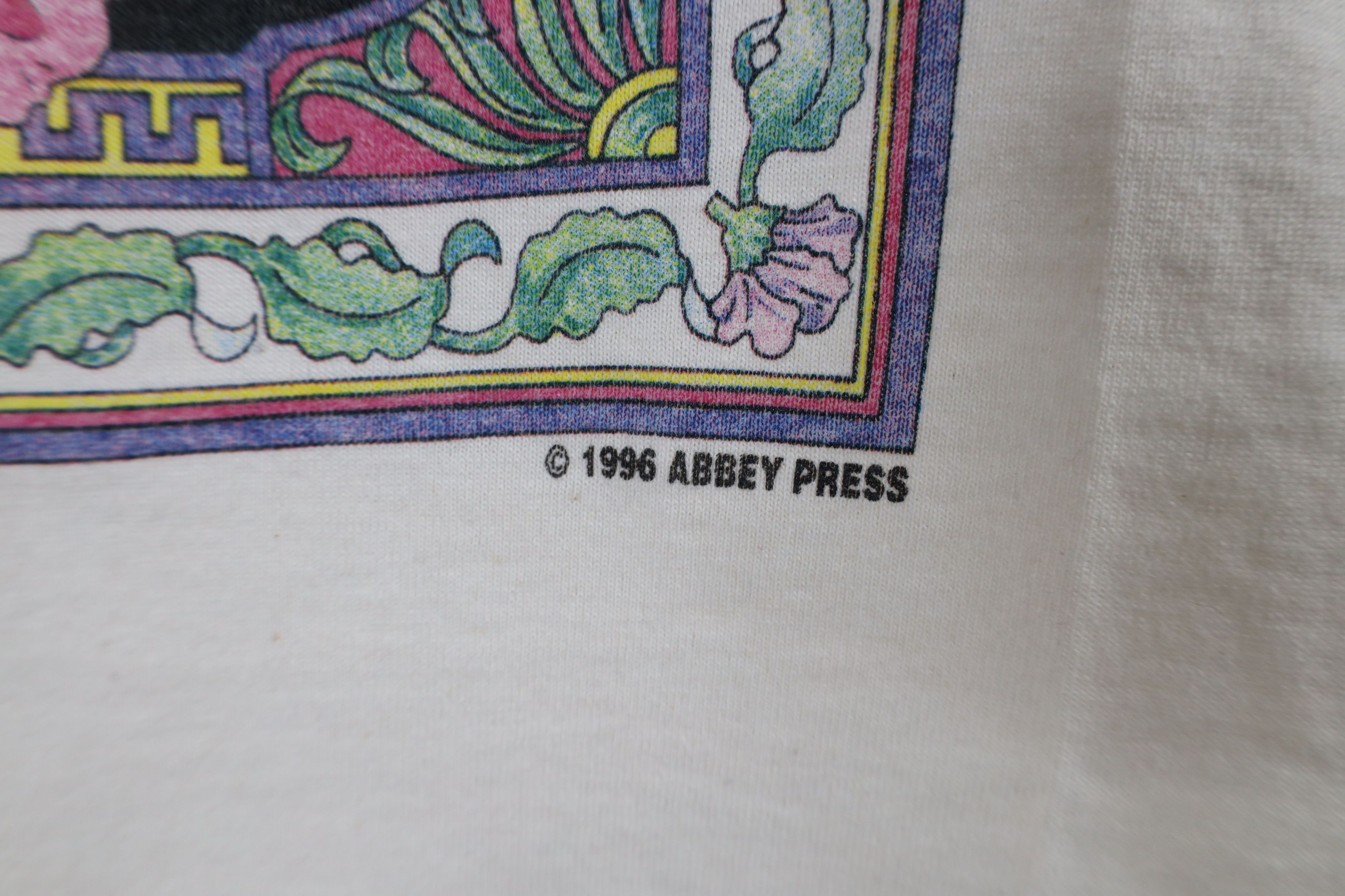 Vintage Vintage 90s Streetwear Flower Floral T-Shirt Cream USA Size L / US 10 / IT 46 - 6 Thumbnail