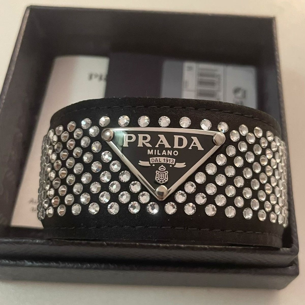 Prada Crystal-embellished logo bracelet Size ONE SIZE - 1 Thumbnail