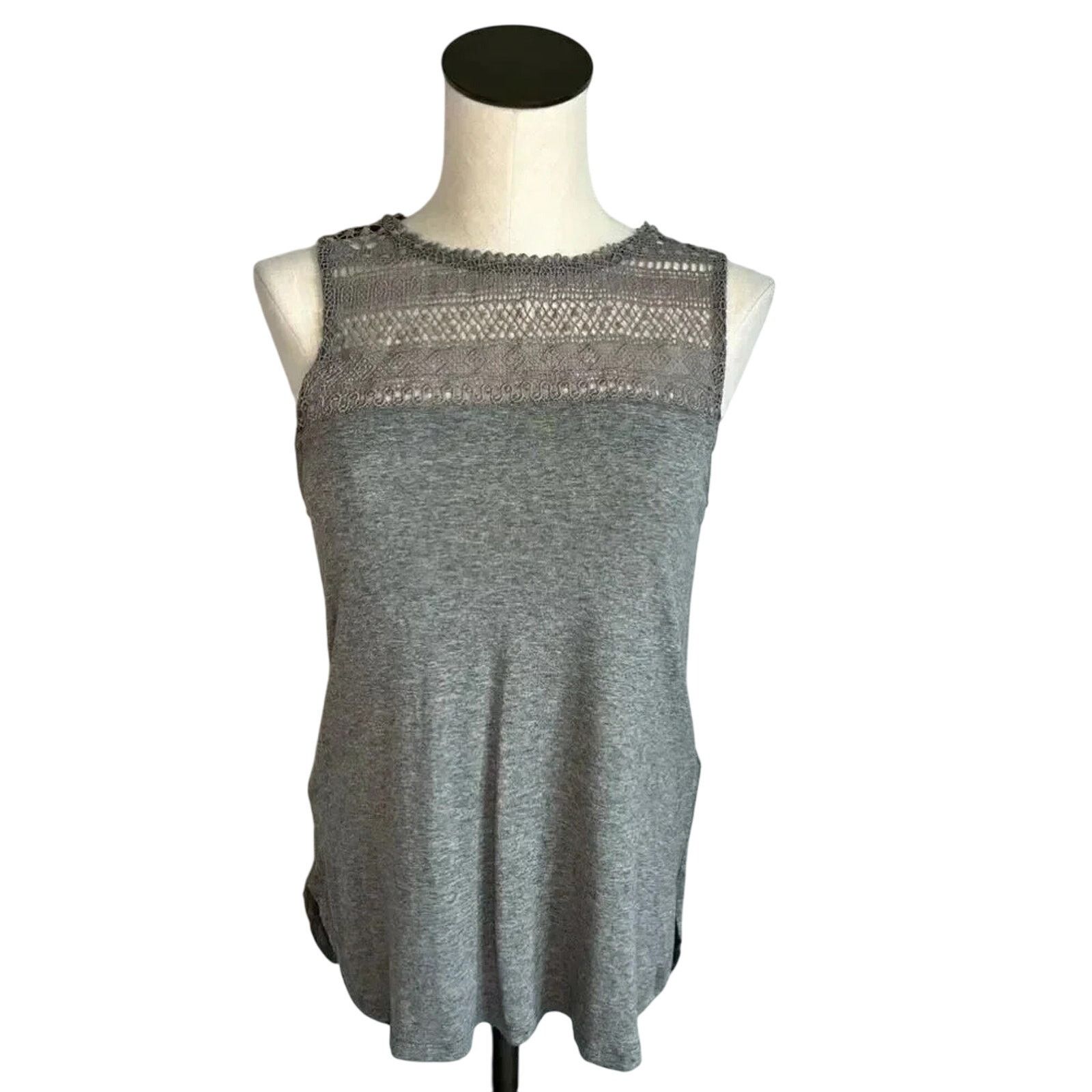 H&M H&M gray tank top with crochet panel Size Small Size S / US 4 / IT 40 - 1 Thumbnail
