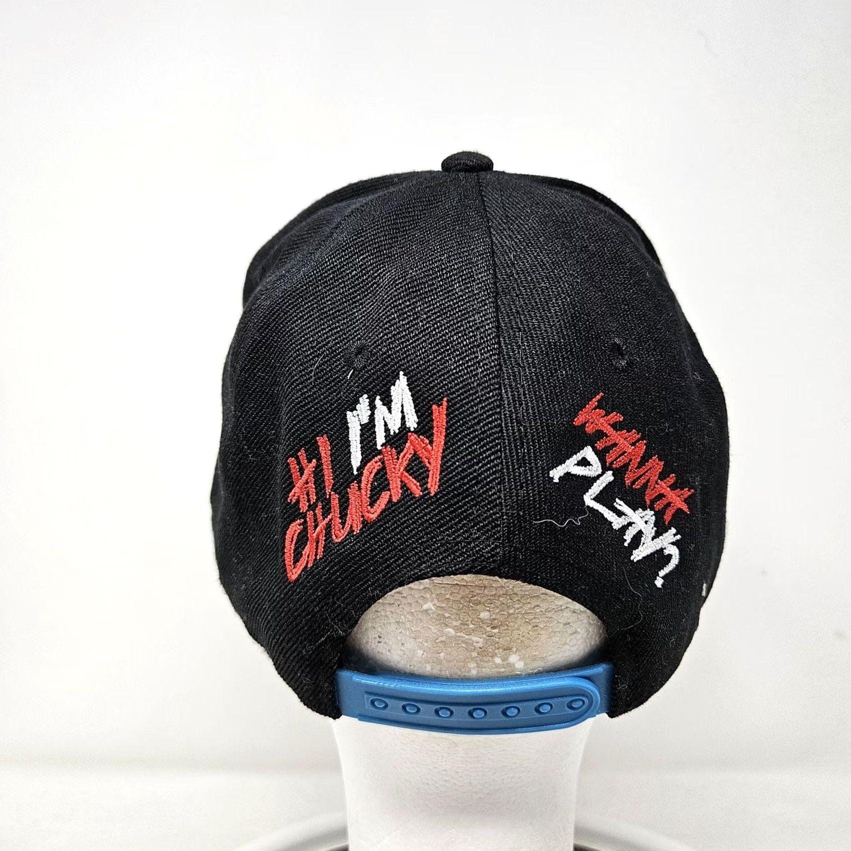 Vintage Chucky Hat Cap Snap Back Black Blue Blood Splatter Graphic Horror Movie Mens Size ONE SIZE - 4 Thumbnail
